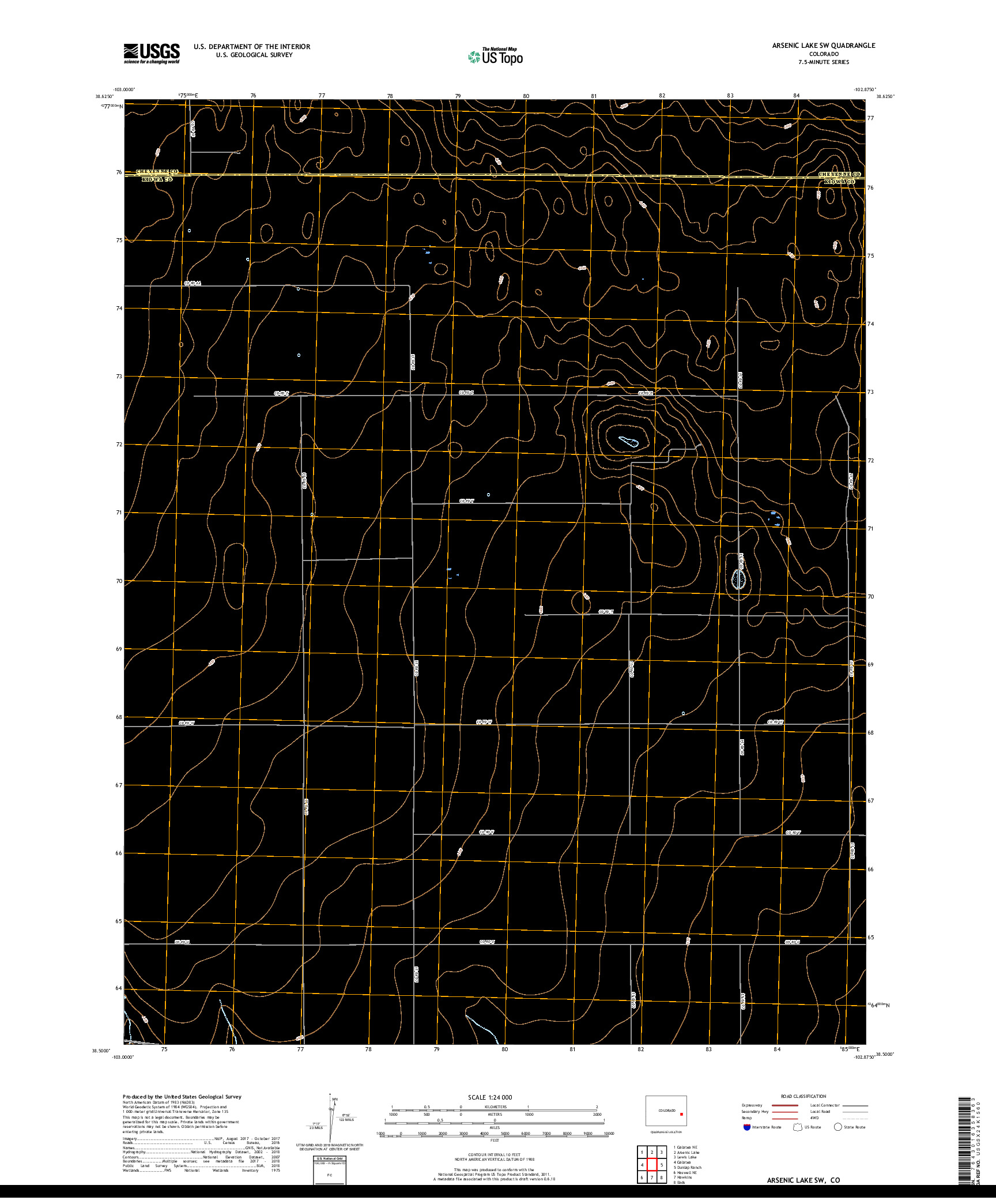 USGS US TOPO 7.5-MINUTE MAP FOR ARSENIC LAKE SW, CO 2019