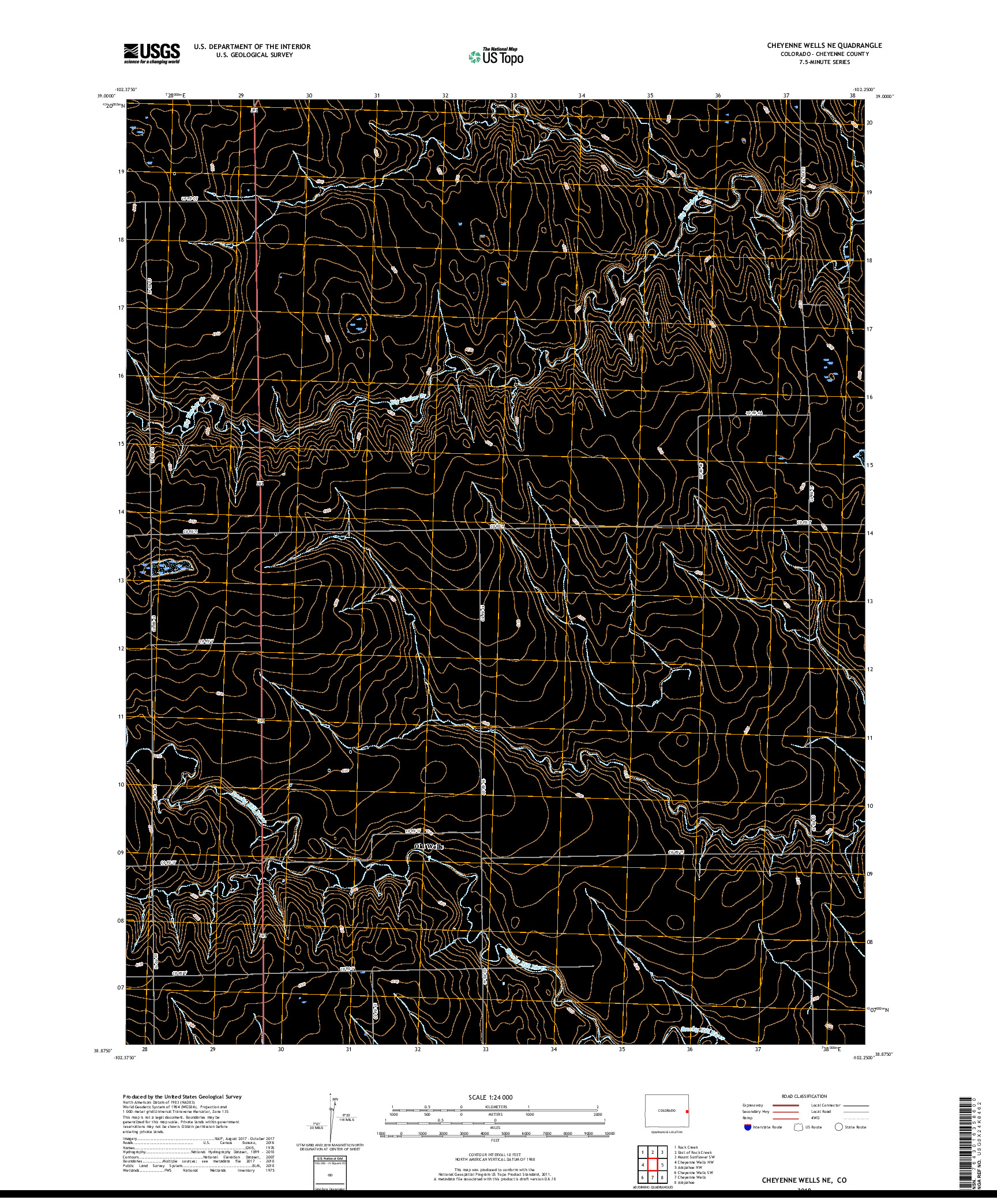 USGS US TOPO 7.5-MINUTE MAP FOR CHEYENNE WELLS NE, CO 2019