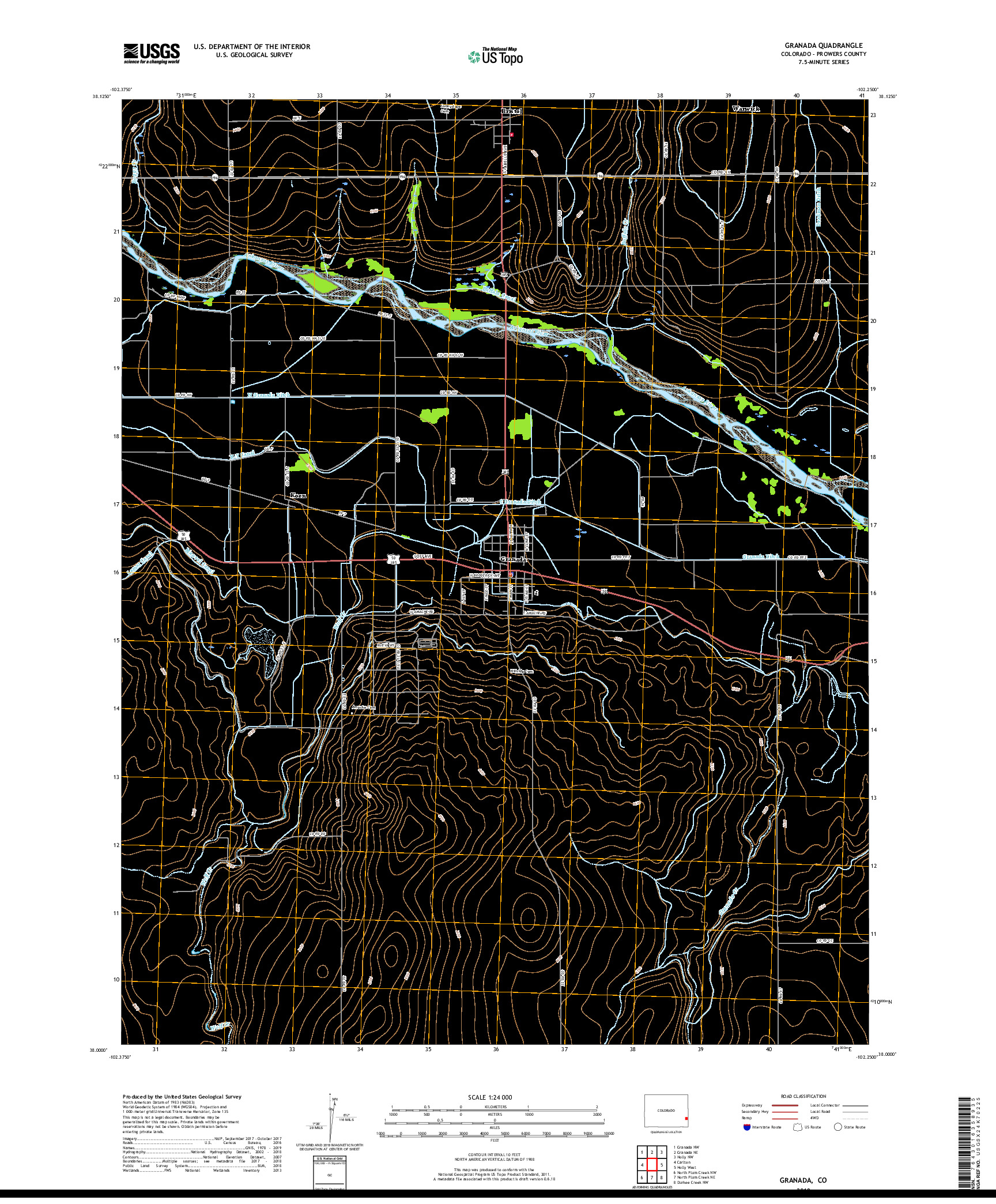 USGS US TOPO 7.5-MINUTE MAP FOR GRANADA, CO 2019