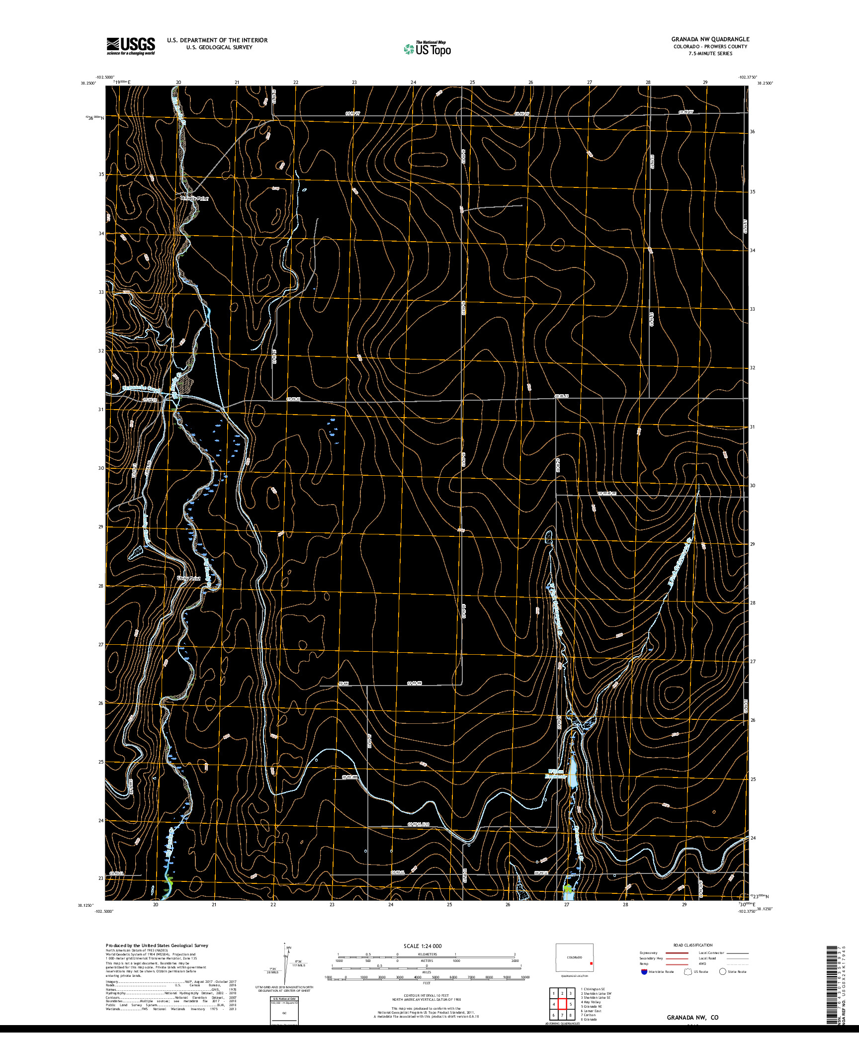 USGS US TOPO 7.5-MINUTE MAP FOR GRANADA NW, CO 2019