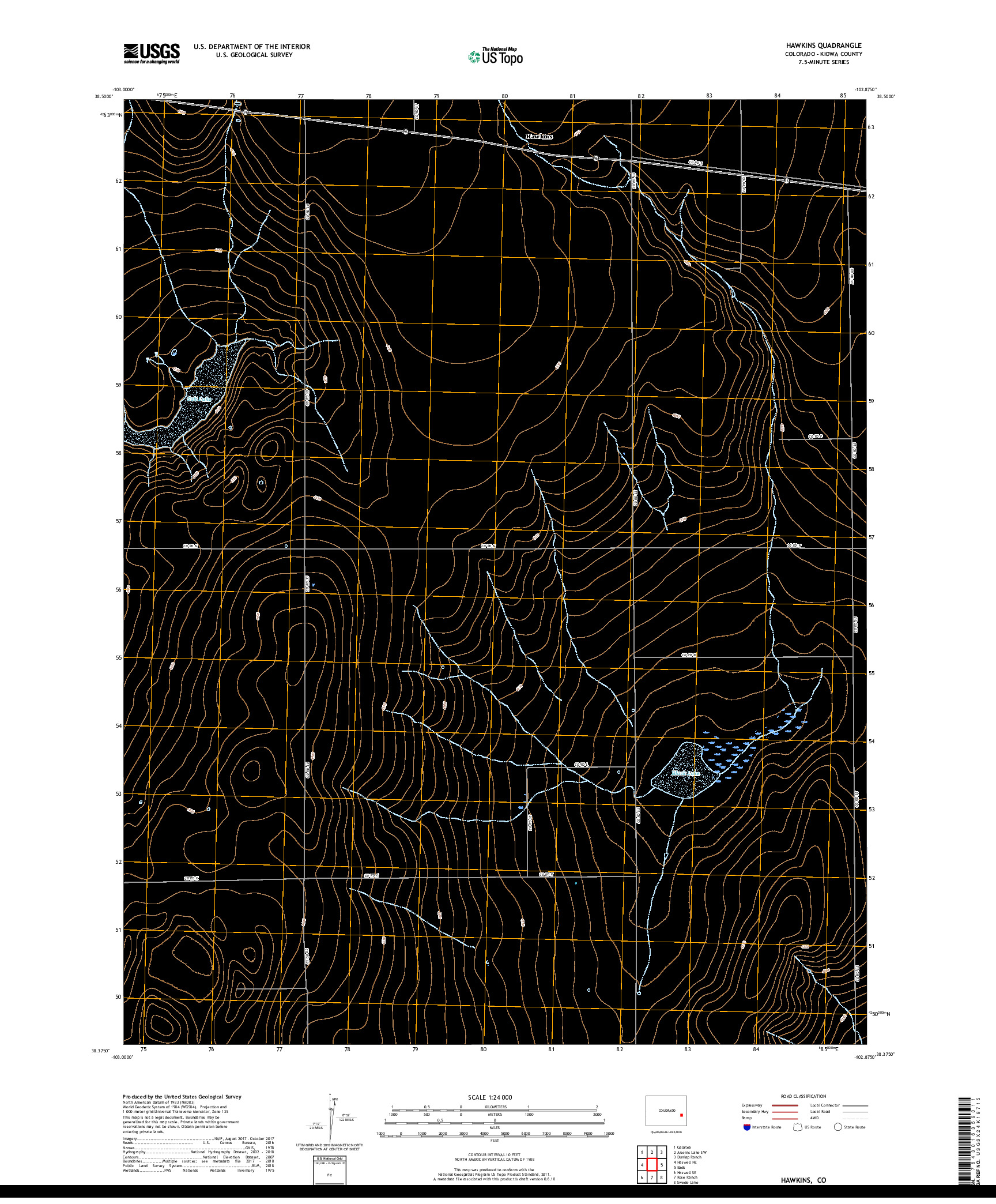 USGS US TOPO 7.5-MINUTE MAP FOR HAWKINS, CO 2019