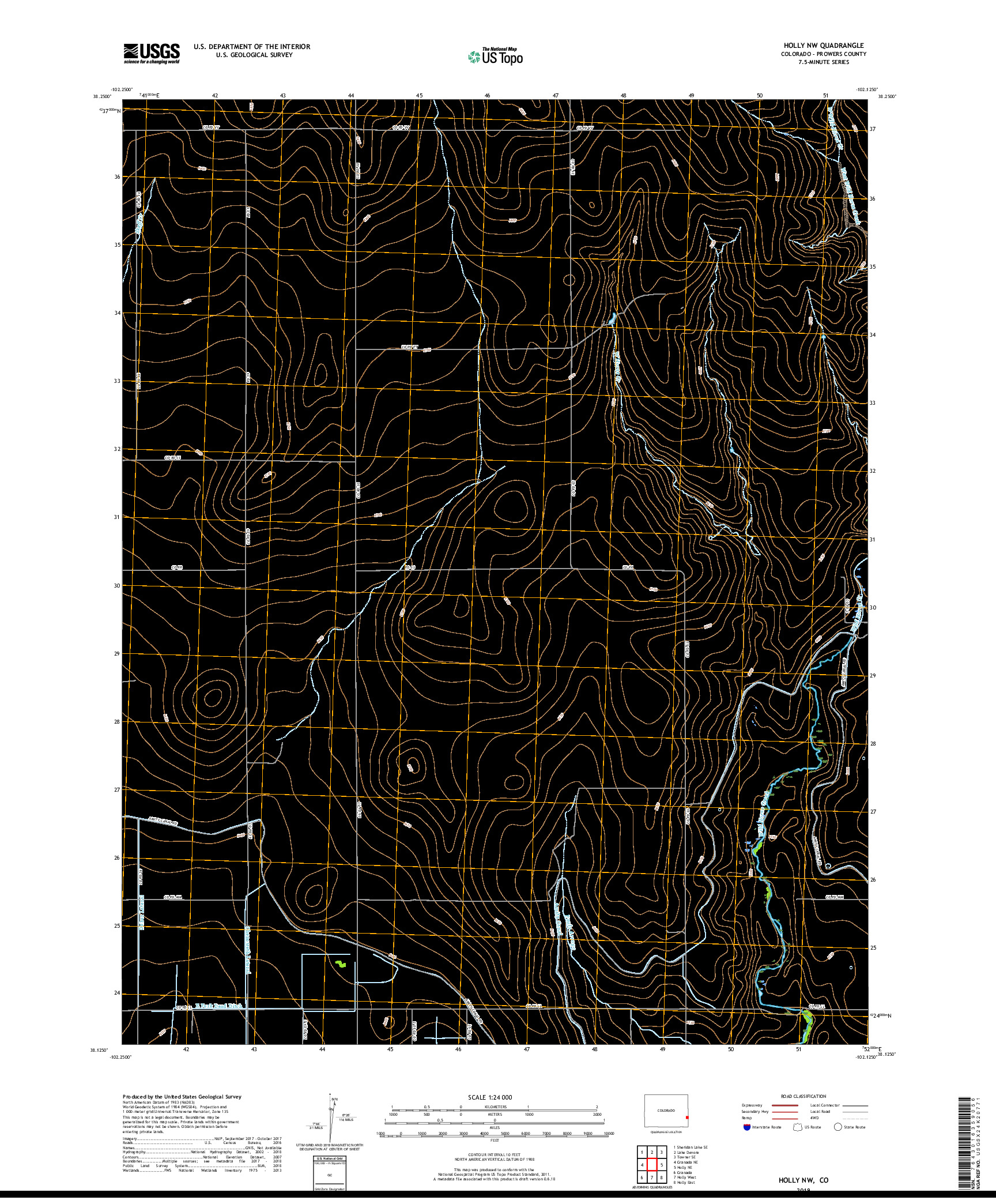 USGS US TOPO 7.5-MINUTE MAP FOR HOLLY NW, CO 2019
