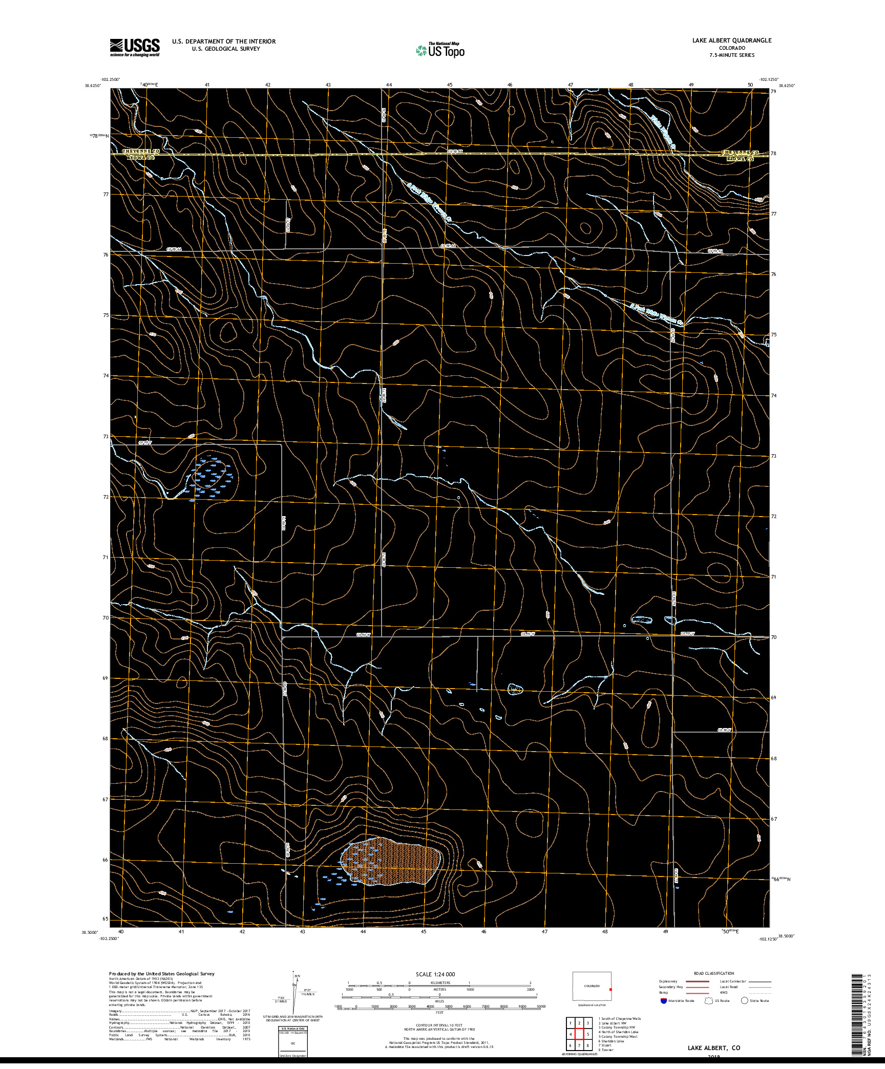 USGS US TOPO 7.5-MINUTE MAP FOR LAKE ALBERT, CO 2019