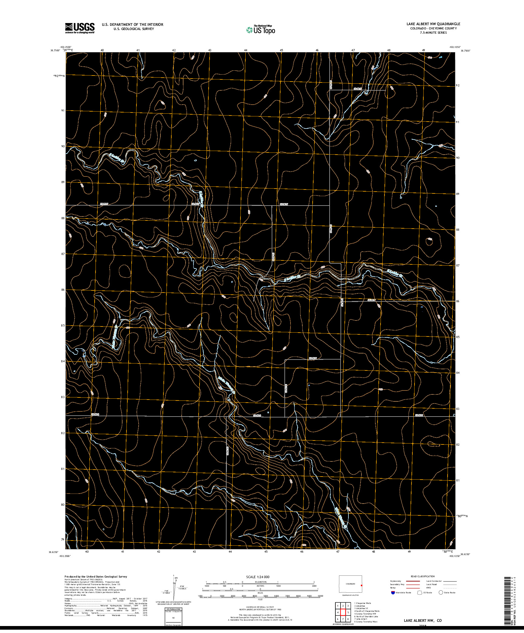 USGS US TOPO 7.5-MINUTE MAP FOR LAKE ALBERT NW, CO 2019