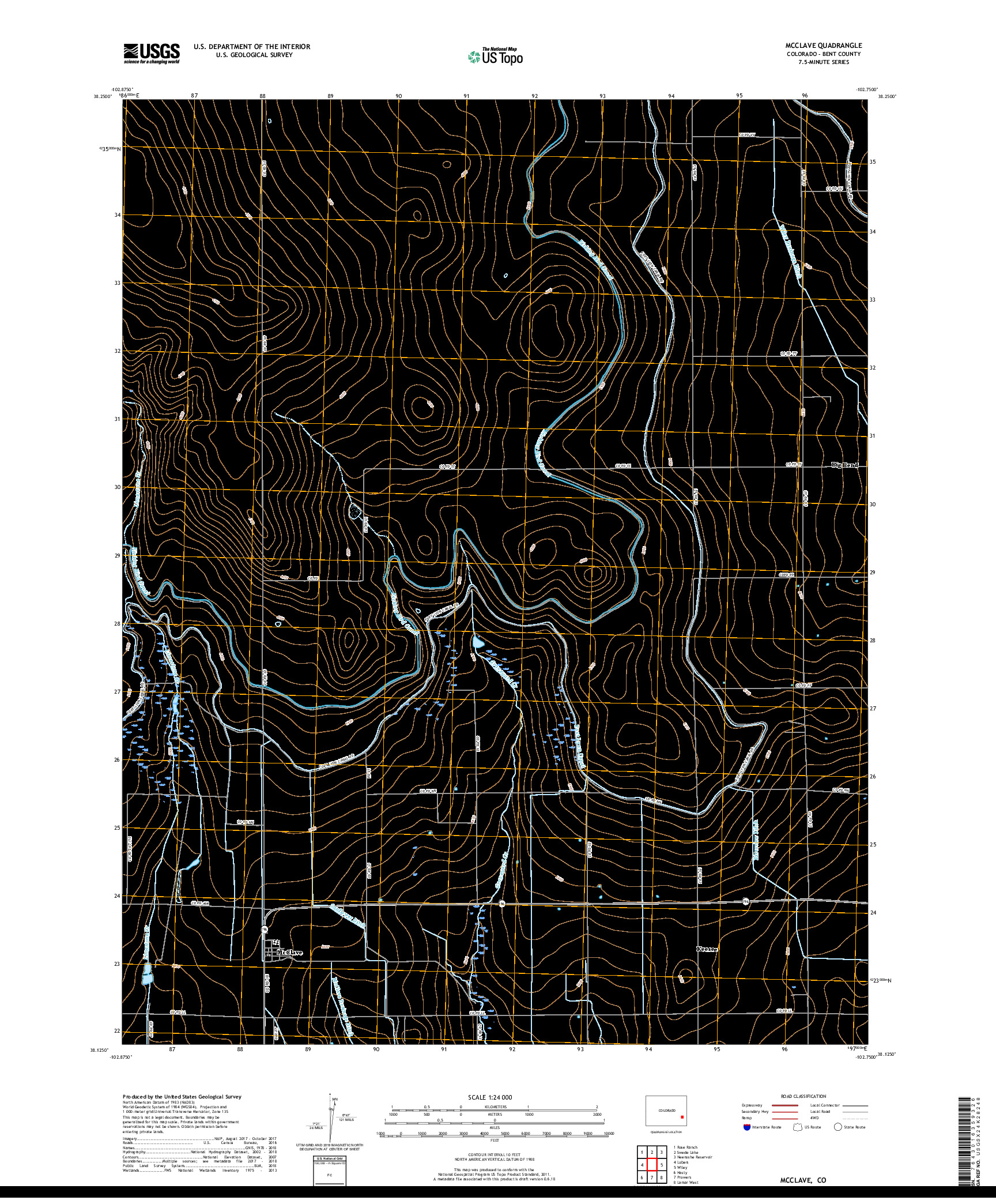 USGS US TOPO 7.5-MINUTE MAP FOR MCCLAVE, CO 2019