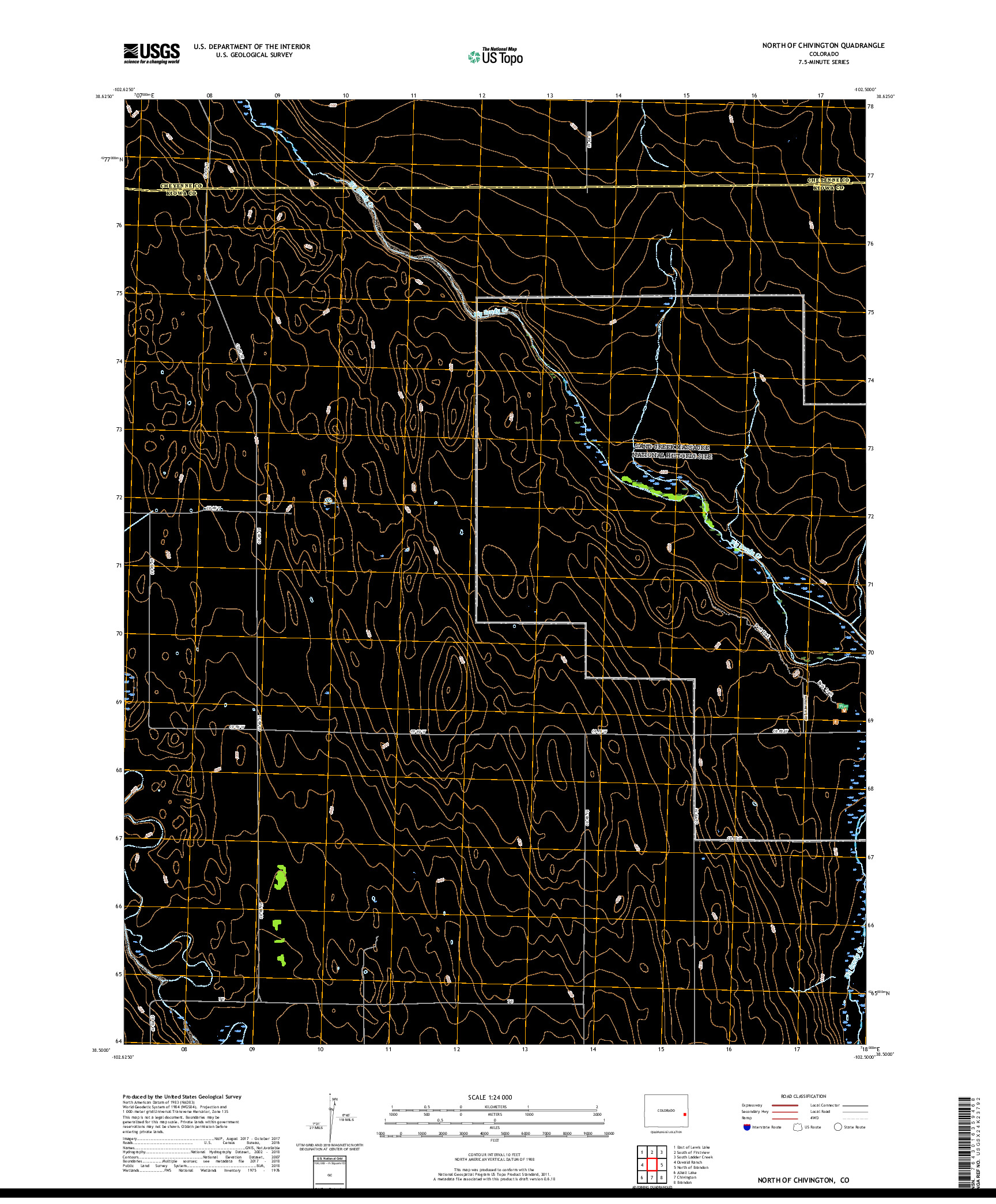 USGS US TOPO 7.5-MINUTE MAP FOR NORTH OF CHIVINGTON, CO 2019