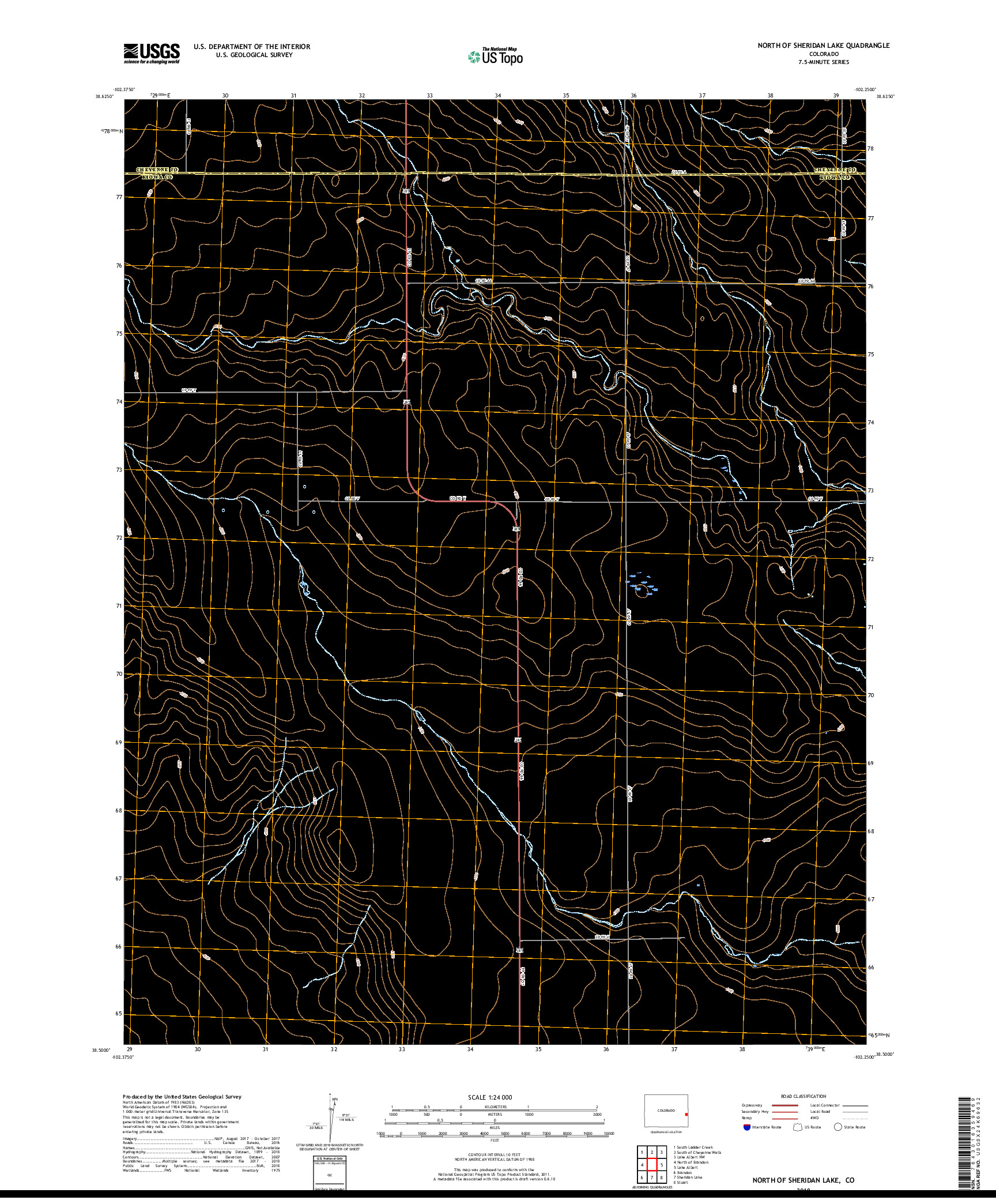 USGS US TOPO 7.5-MINUTE MAP FOR NORTH OF SHERIDAN LAKE, CO 2019