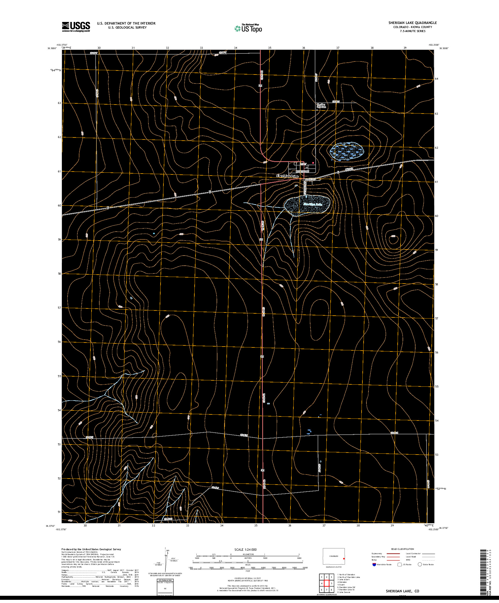 USGS US TOPO 7.5-MINUTE MAP FOR SHERIDAN LAKE, CO 2019