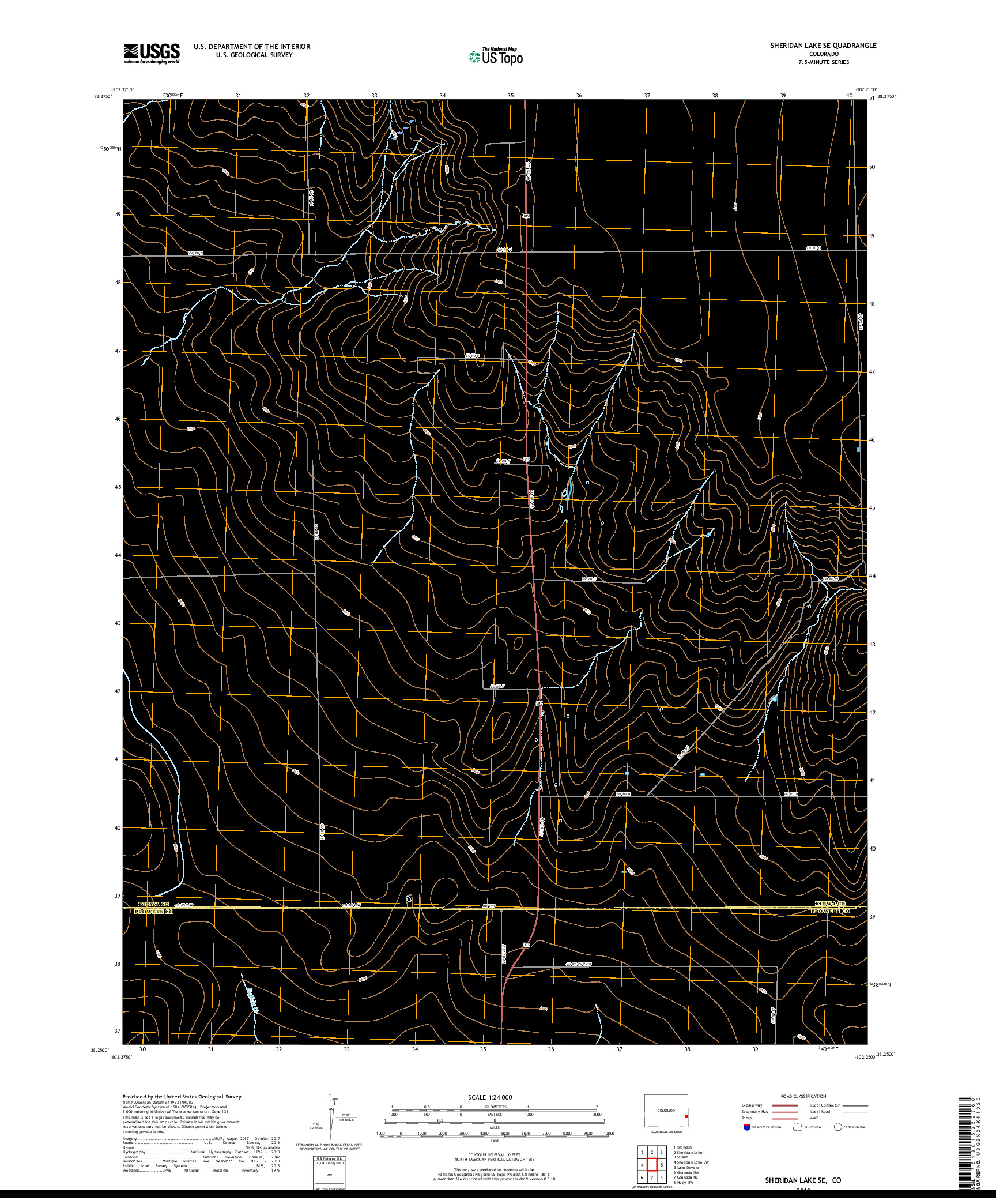 USGS US TOPO 7.5-MINUTE MAP FOR SHERIDAN LAKE SE, CO 2019