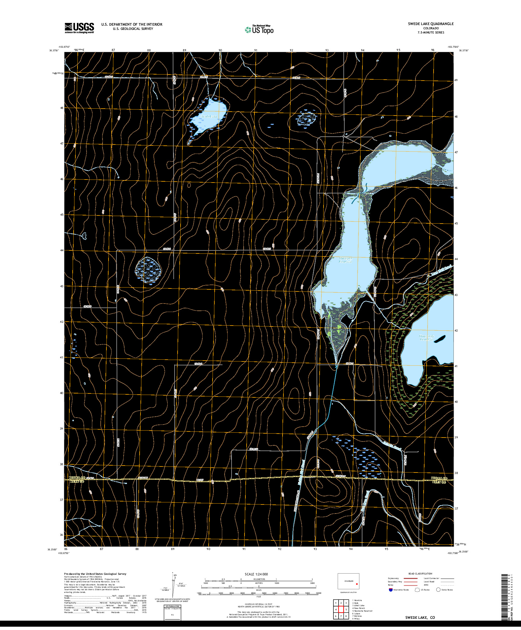 USGS US TOPO 7.5-MINUTE MAP FOR SWEDE LAKE, CO 2019