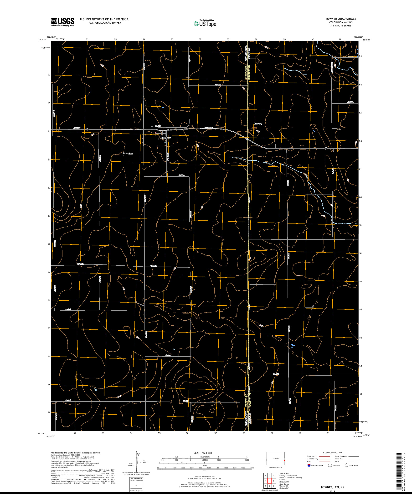 USGS US TOPO 7.5-MINUTE MAP FOR TOWNER, CO,KS 2019