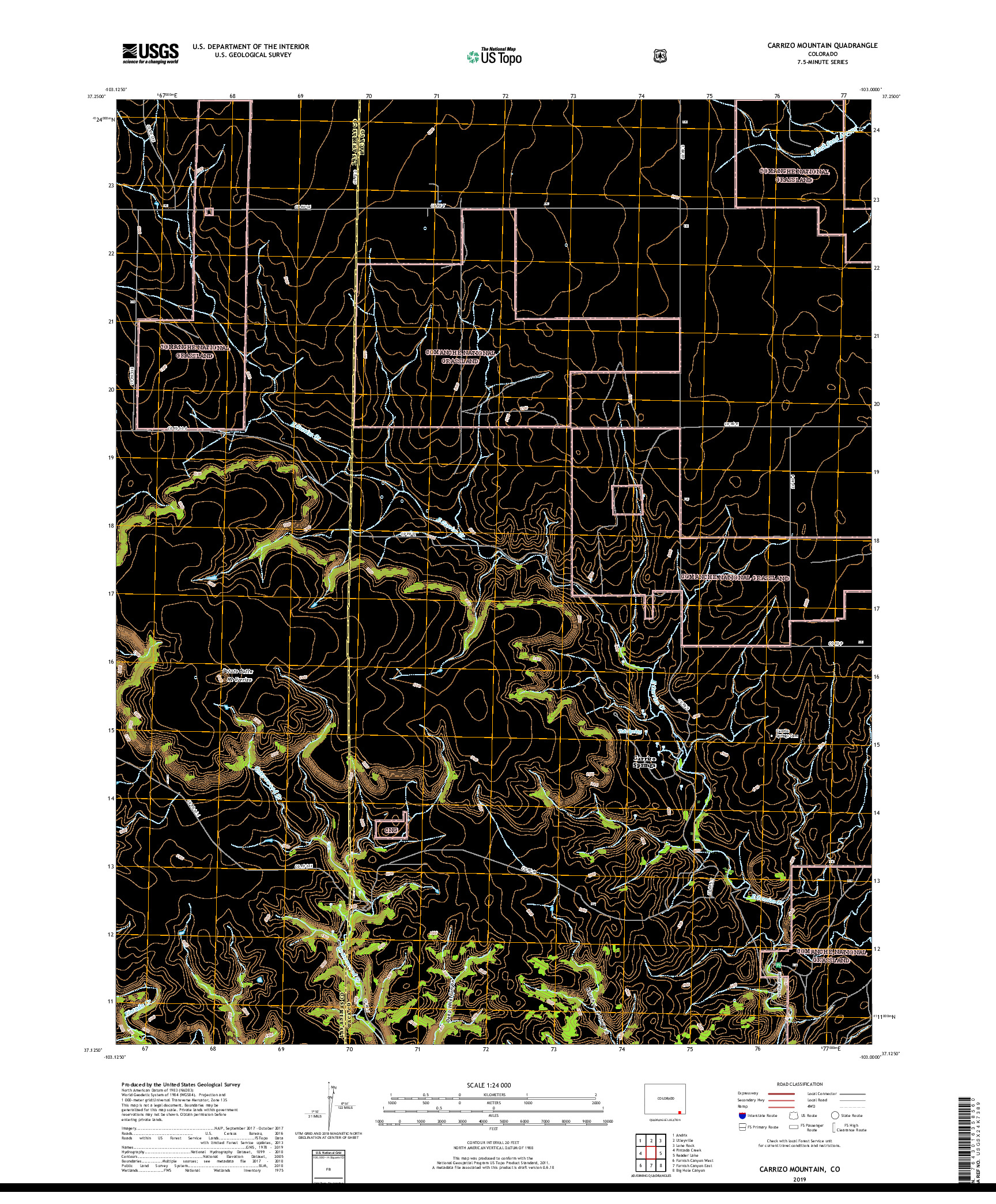 USGS US TOPO 7.5-MINUTE MAP FOR CARRIZO MOUNTAIN, CO 2019