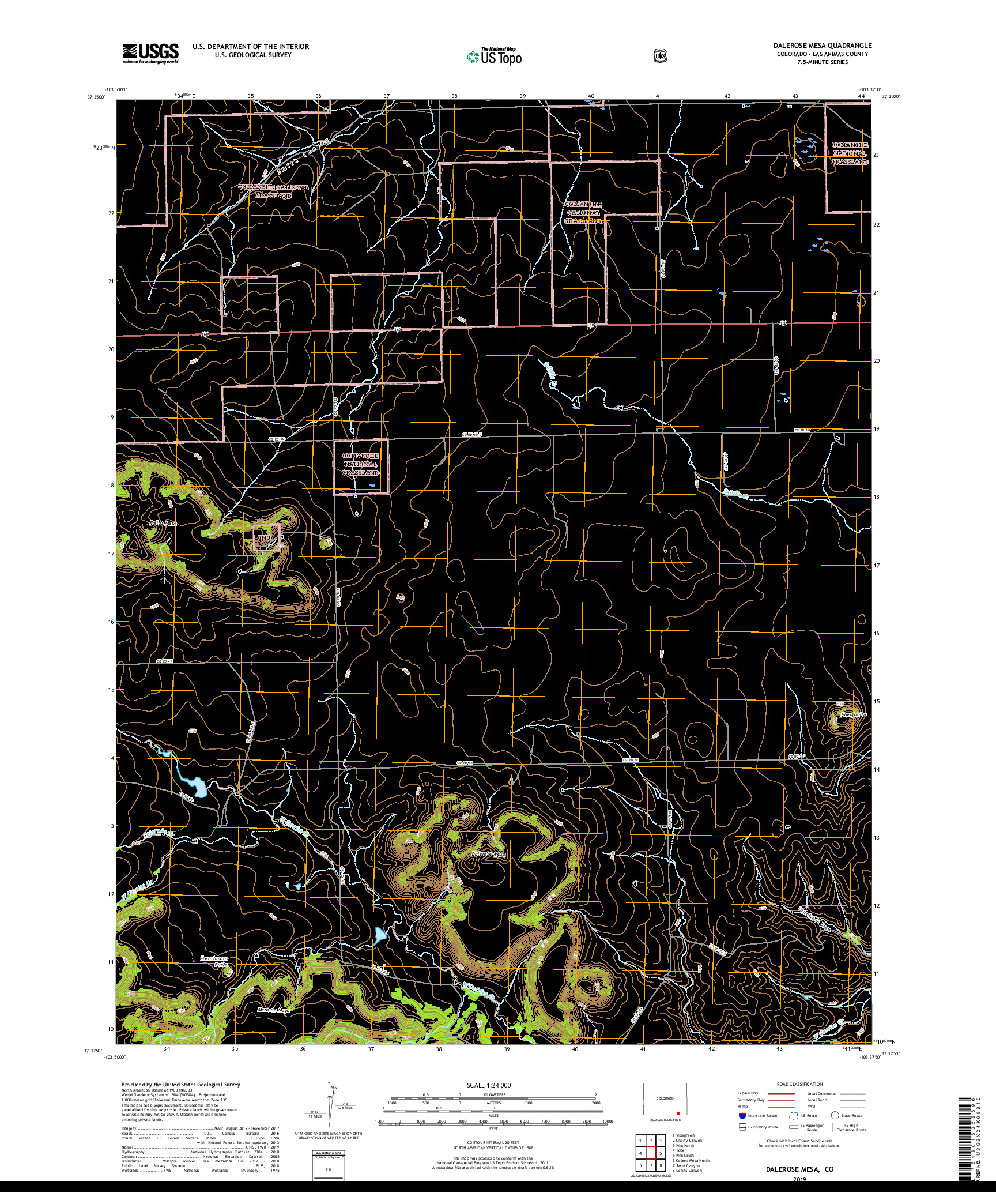 USGS US TOPO 7.5-MINUTE MAP FOR DALEROSE MESA, CO 2019