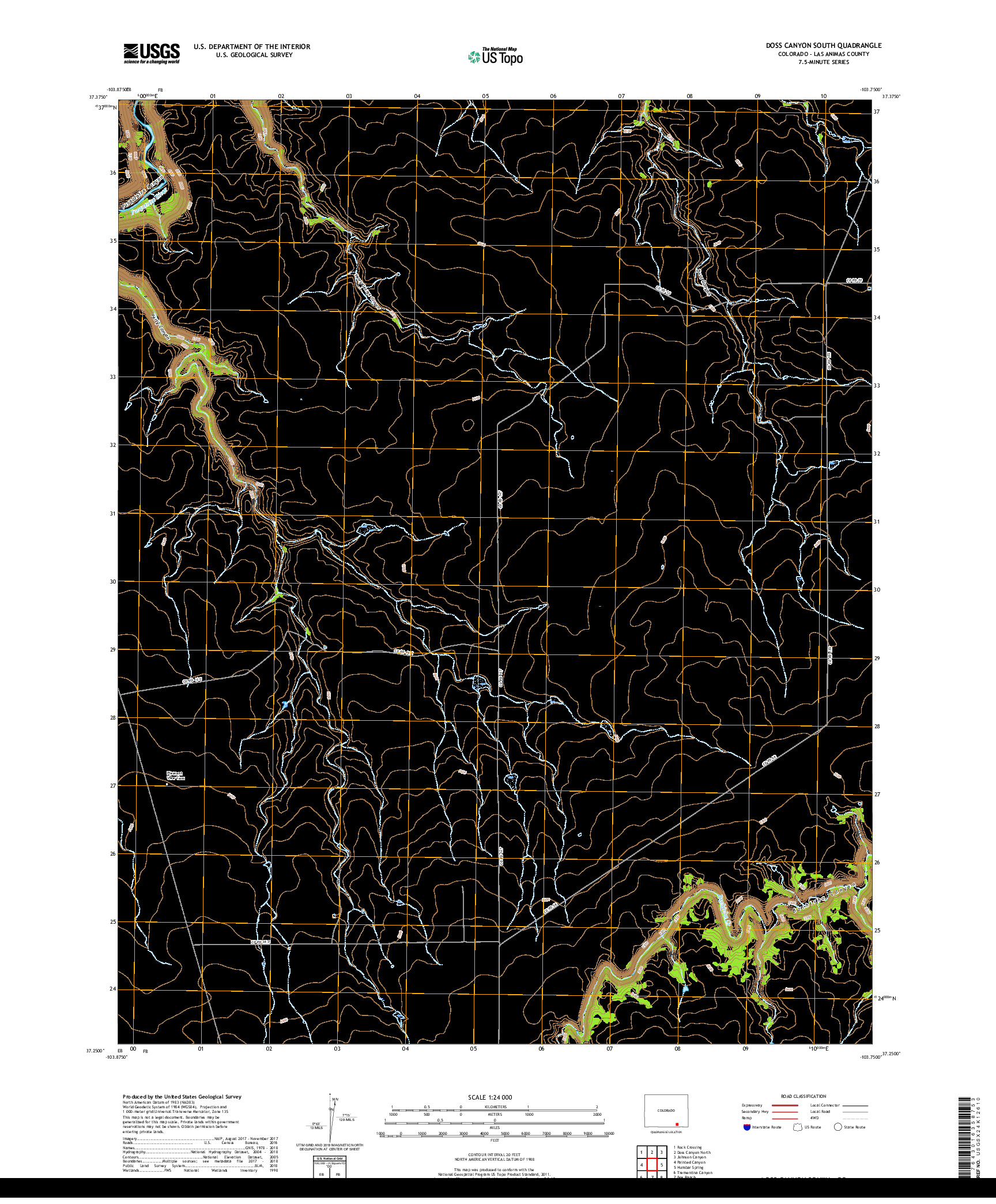 USGS US TOPO 7.5-MINUTE MAP FOR DOSS CANYON SOUTH, CO 2019
