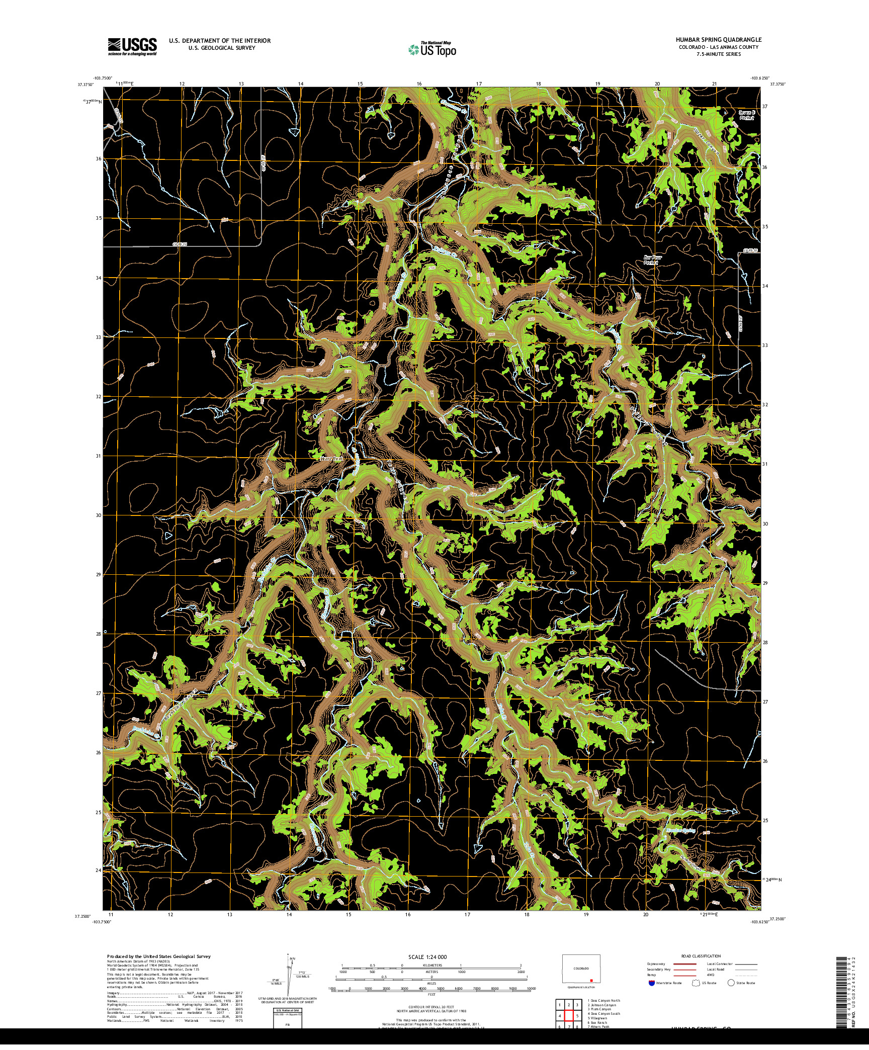 USGS US TOPO 7.5-MINUTE MAP FOR HUMBAR SPRING, CO 2019