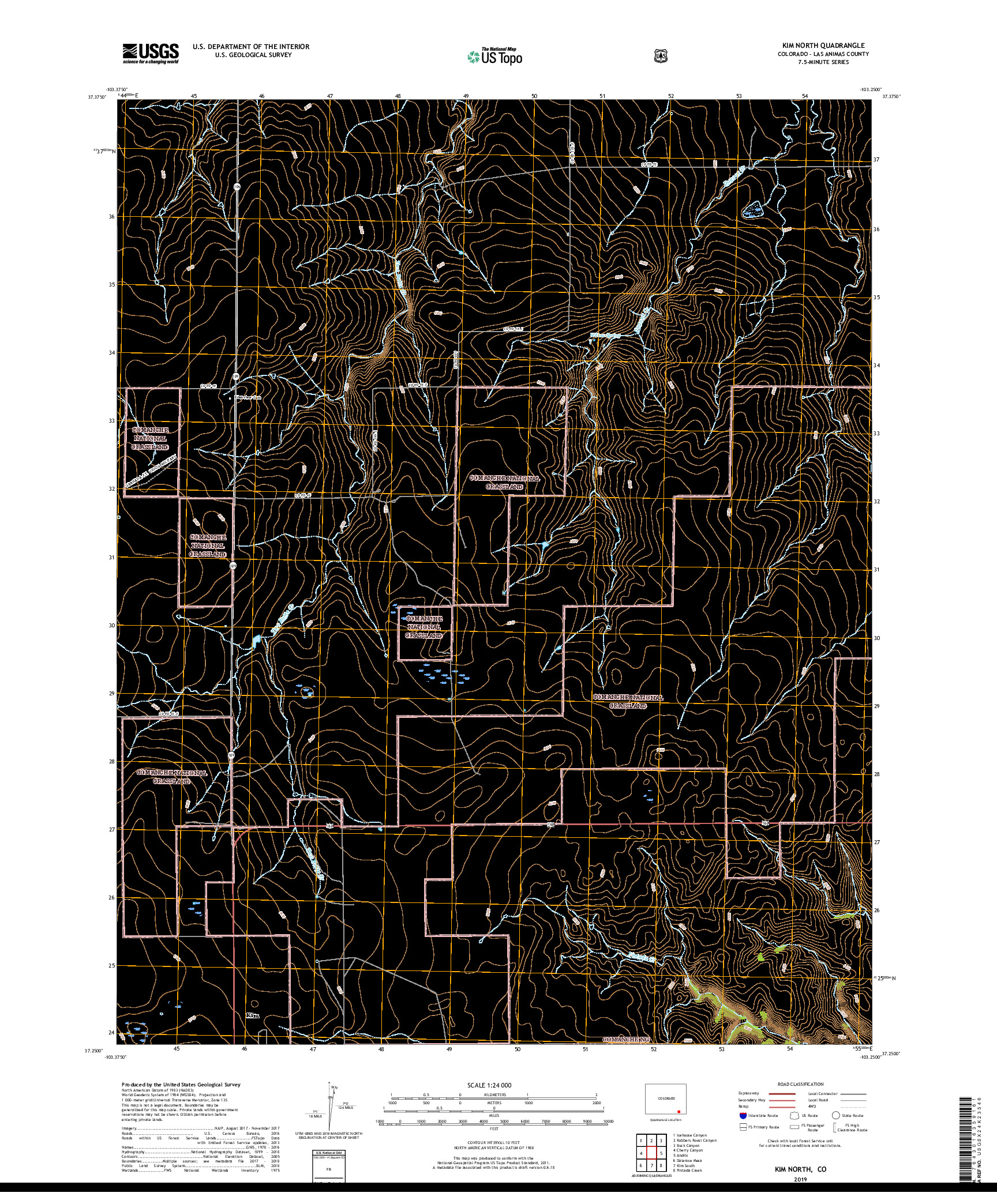 USGS US TOPO 7.5-MINUTE MAP FOR KIM NORTH, CO 2019