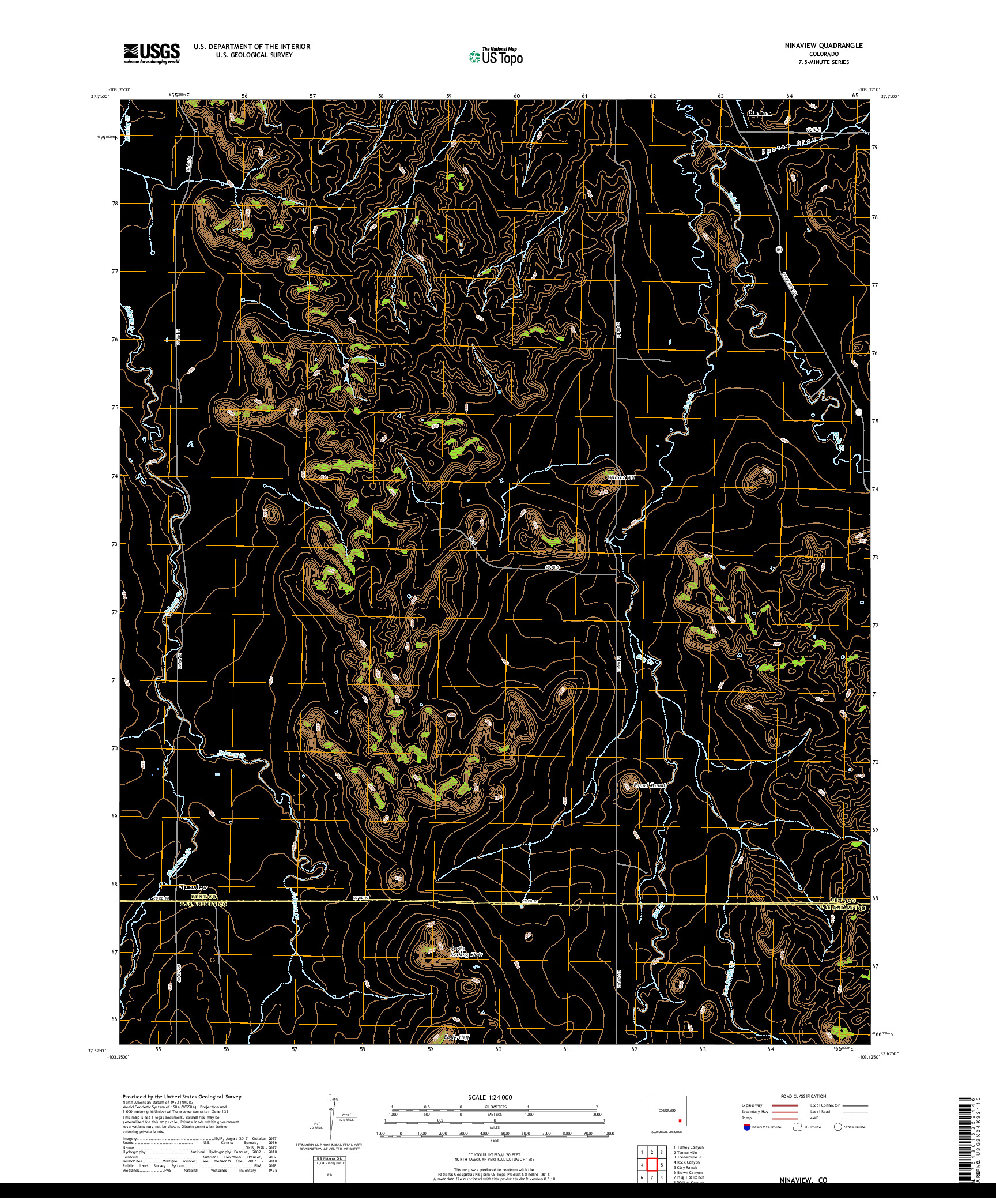 USGS US TOPO 7.5-MINUTE MAP FOR NINAVIEW, CO 2019