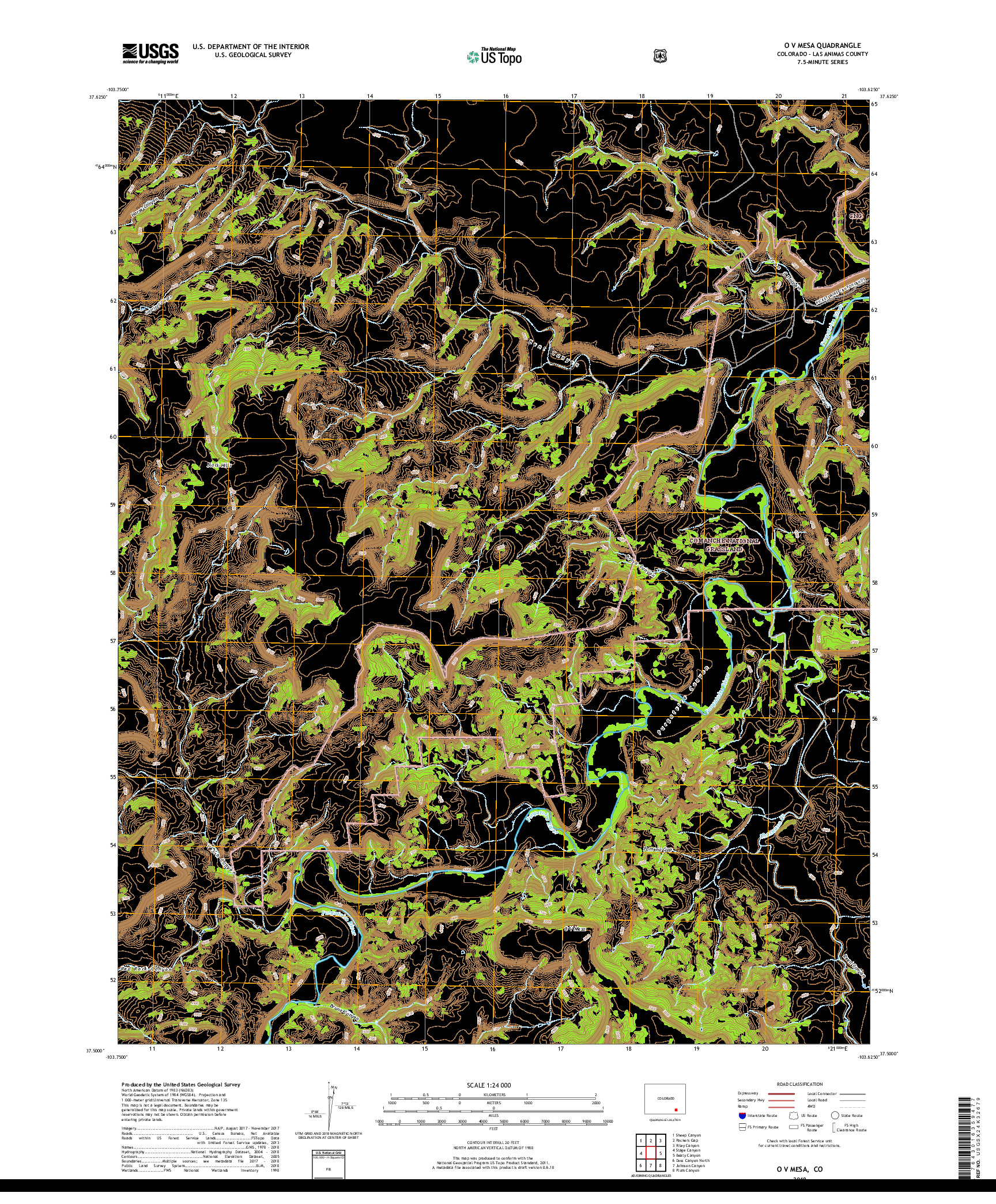 USGS US TOPO 7.5-MINUTE MAP FOR O V MESA, CO 2019