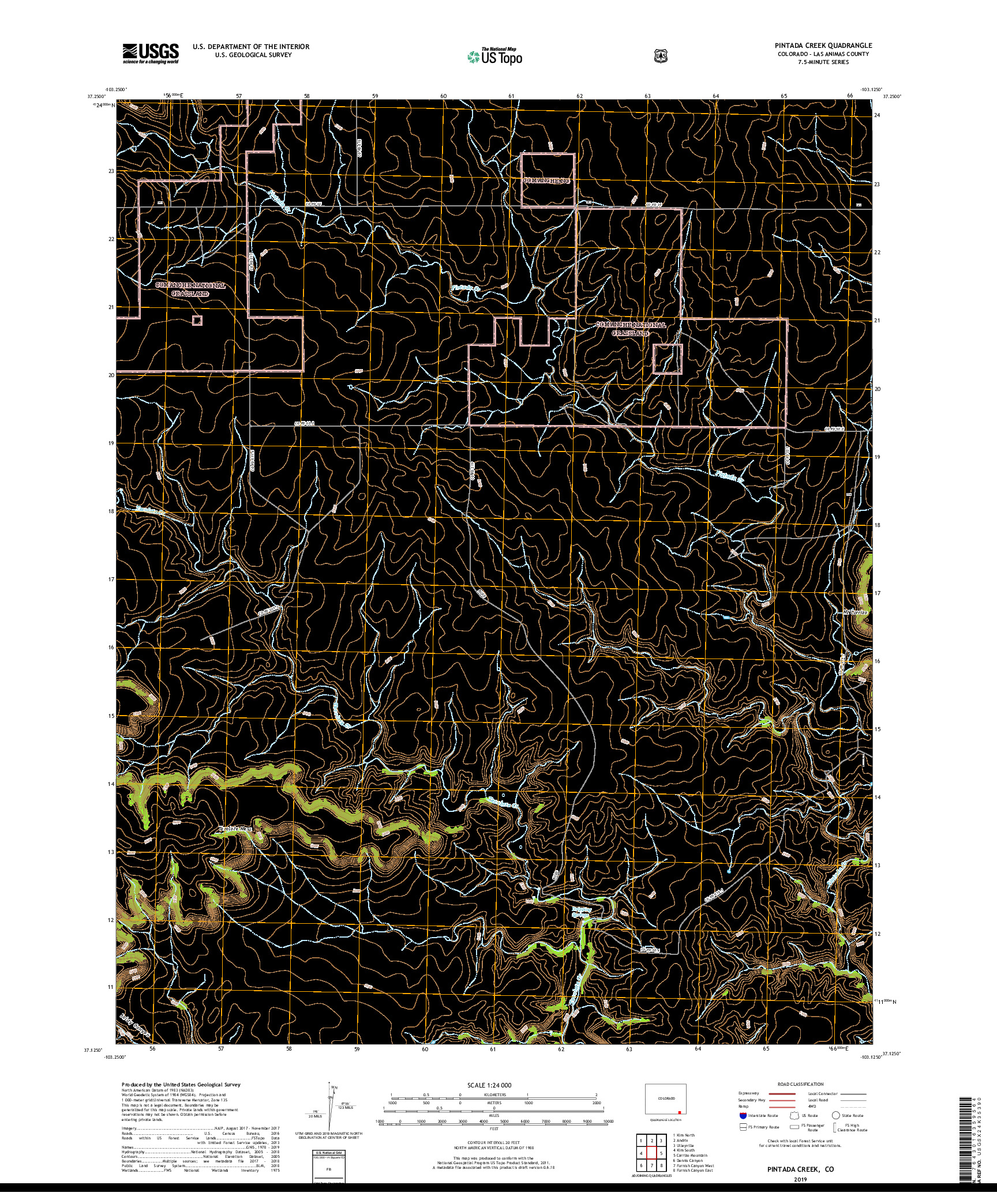 USGS US TOPO 7.5-MINUTE MAP FOR PINTADA CREEK, CO 2019
