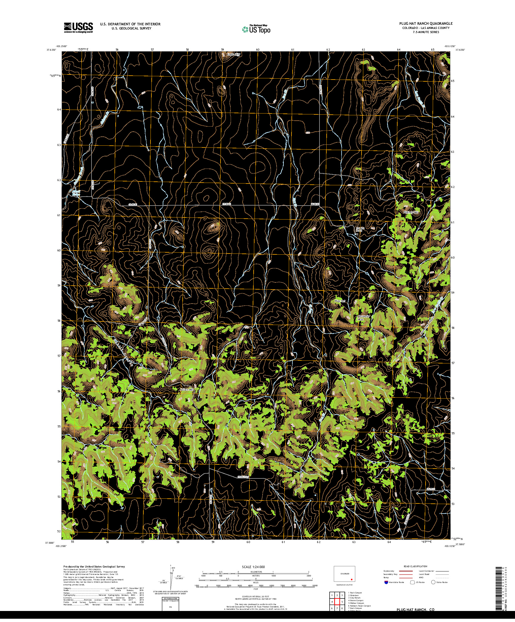 USGS US TOPO 7.5-MINUTE MAP FOR PLUG HAT RANCH, CO 2019