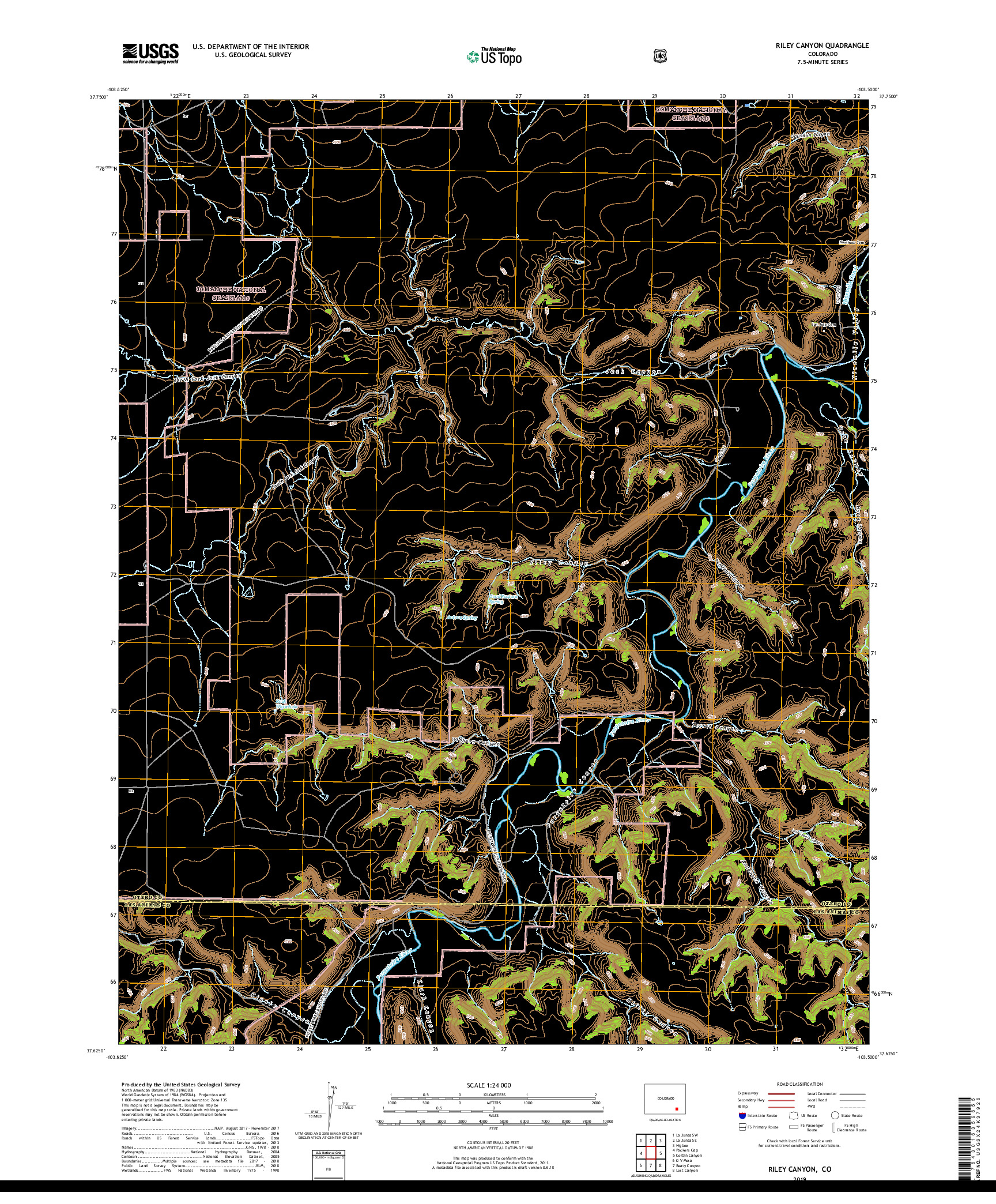 USGS US TOPO 7.5-MINUTE MAP FOR RILEY CANYON, CO 2019