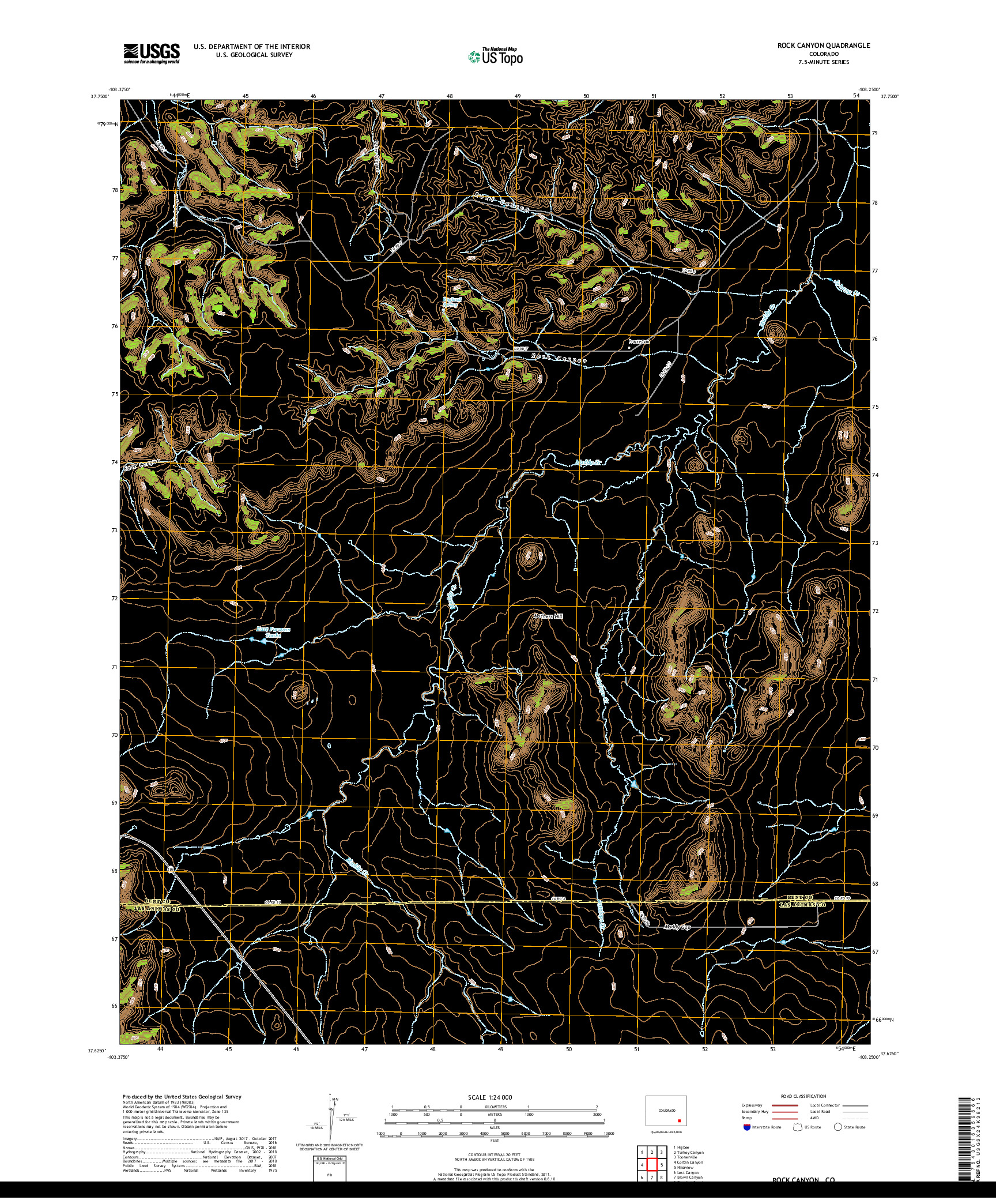 USGS US TOPO 7.5-MINUTE MAP FOR ROCK CANYON, CO 2019