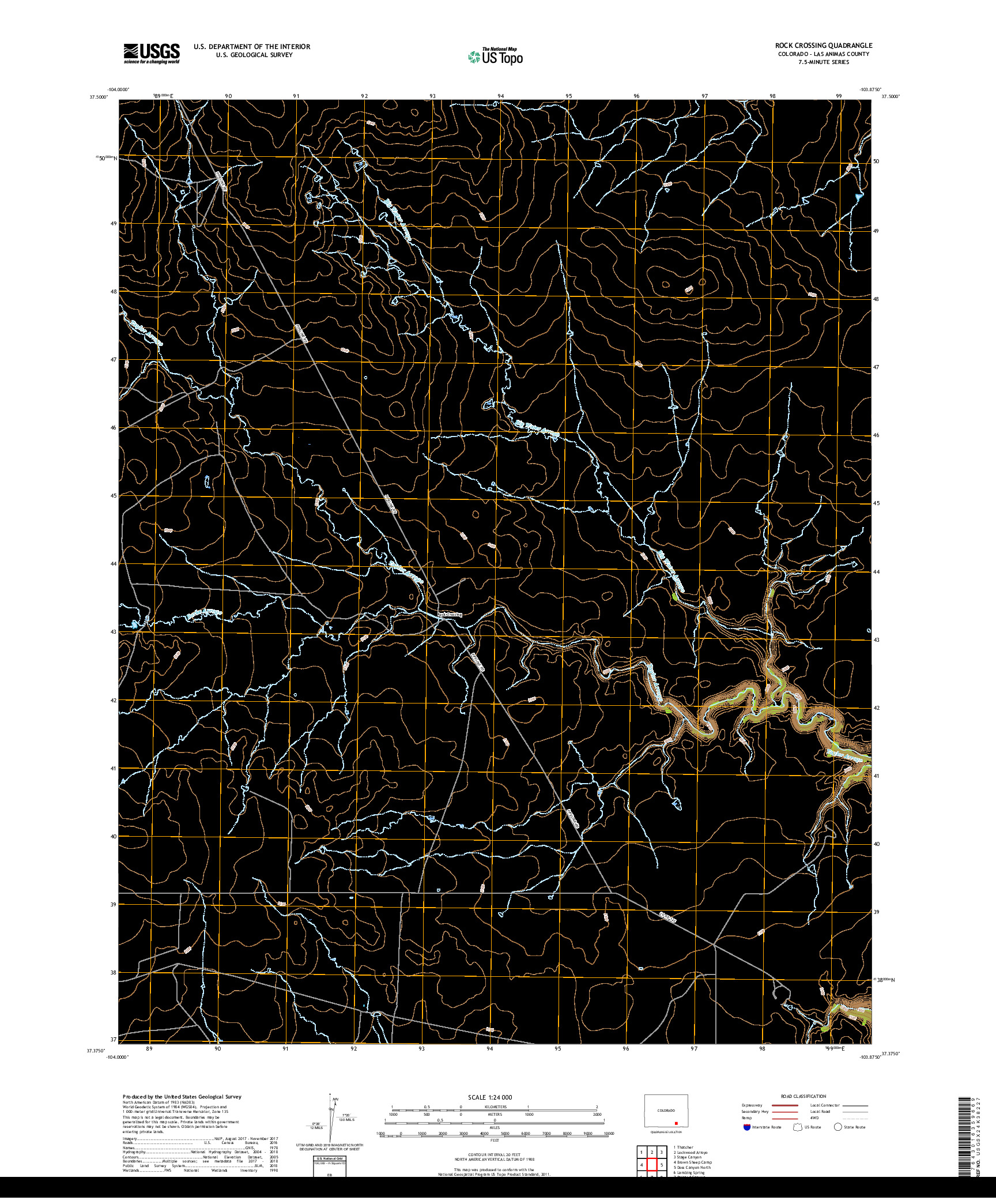 USGS US TOPO 7.5-MINUTE MAP FOR ROCK CROSSING, CO 2019