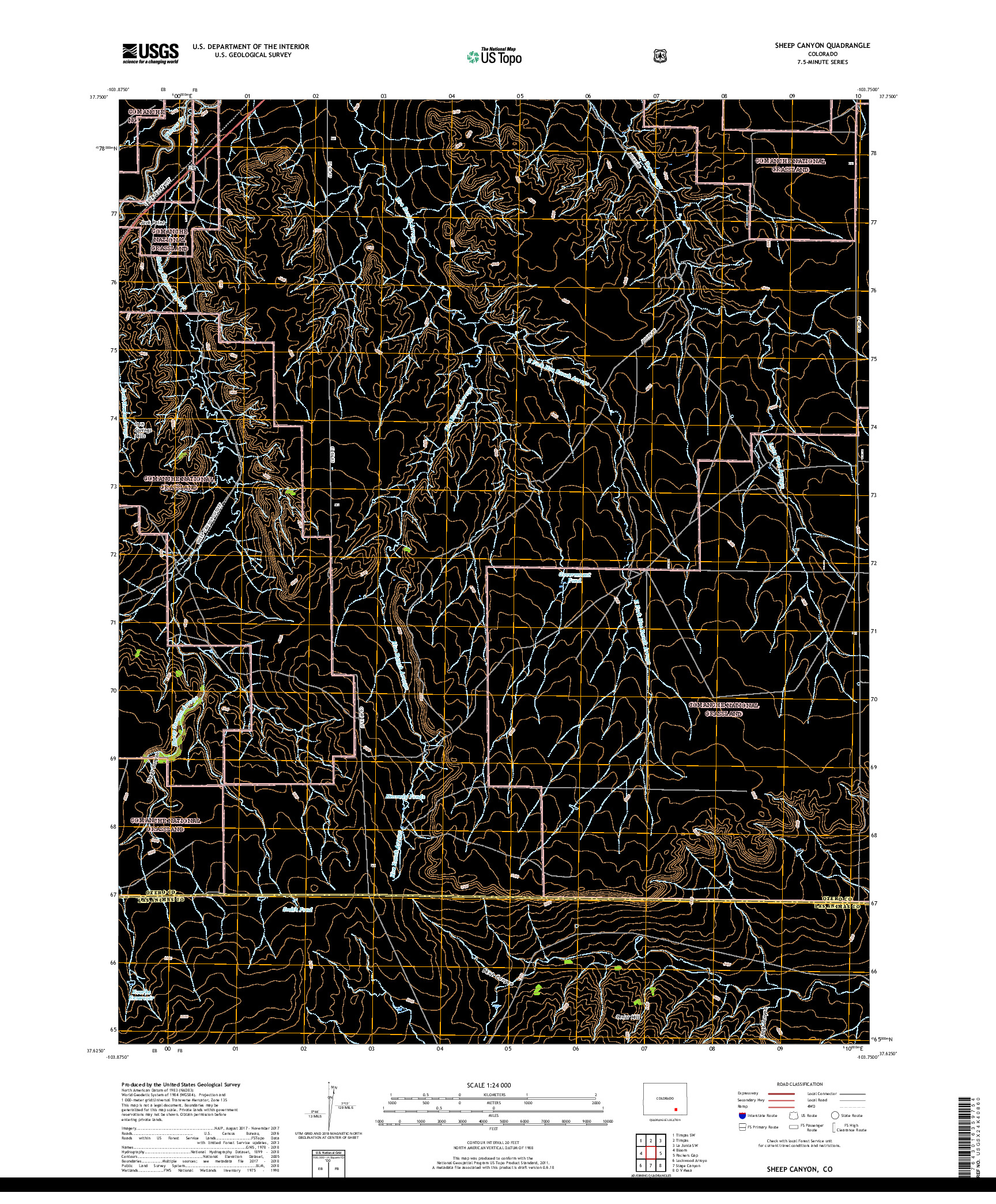USGS US TOPO 7.5-MINUTE MAP FOR SHEEP CANYON, CO 2019