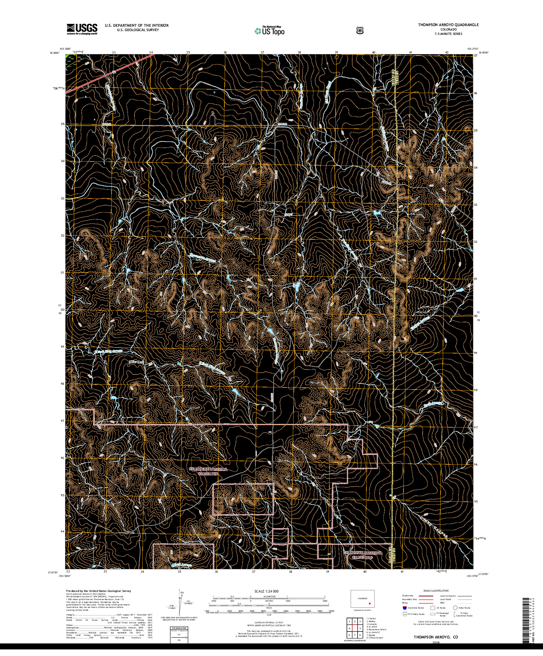 USGS US TOPO 7.5-MINUTE MAP FOR THOMPSON ARROYO, CO 2019