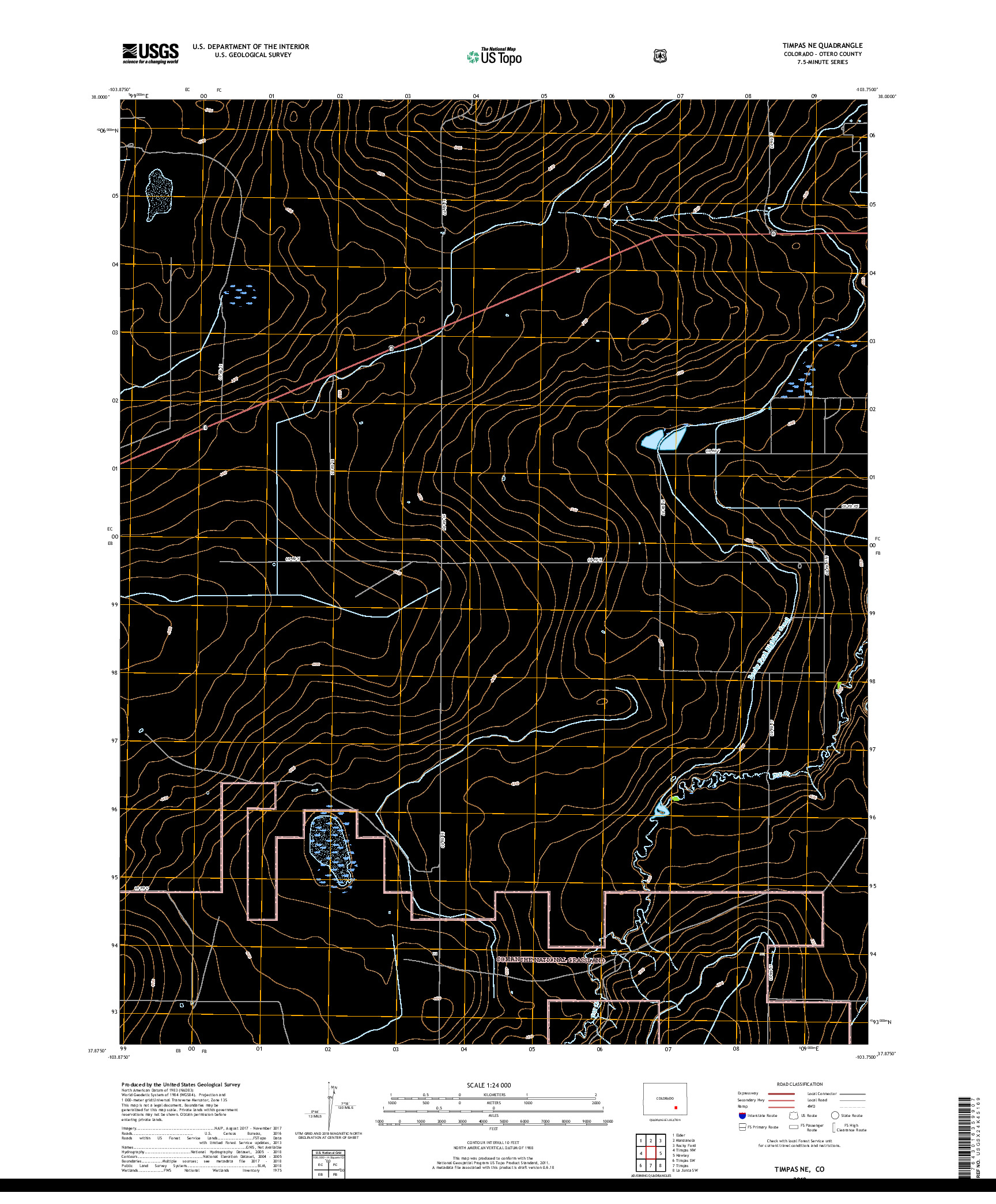 USGS US TOPO 7.5-MINUTE MAP FOR TIMPAS NE, CO 2019