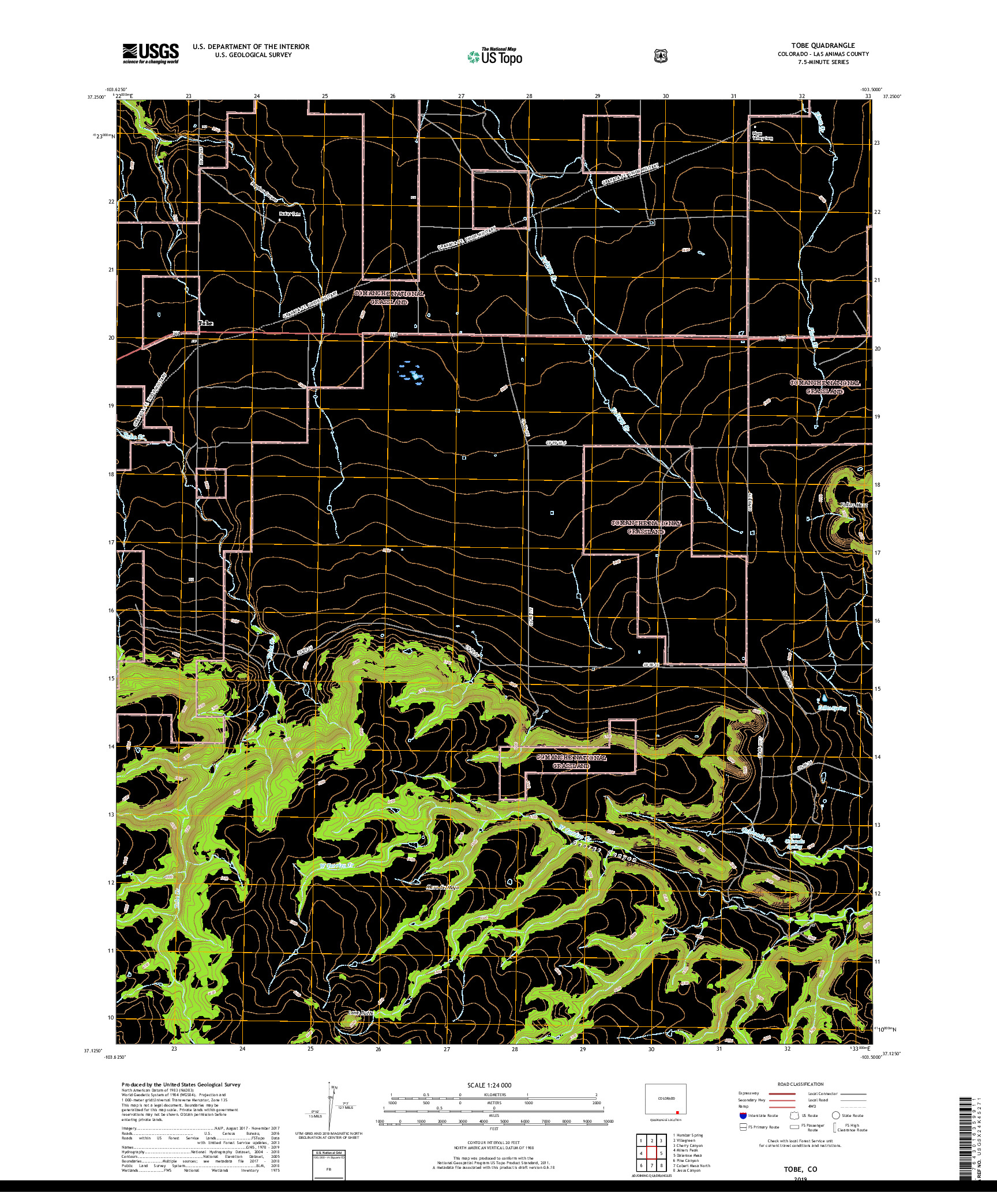 USGS US TOPO 7.5-MINUTE MAP FOR TOBE, CO 2019