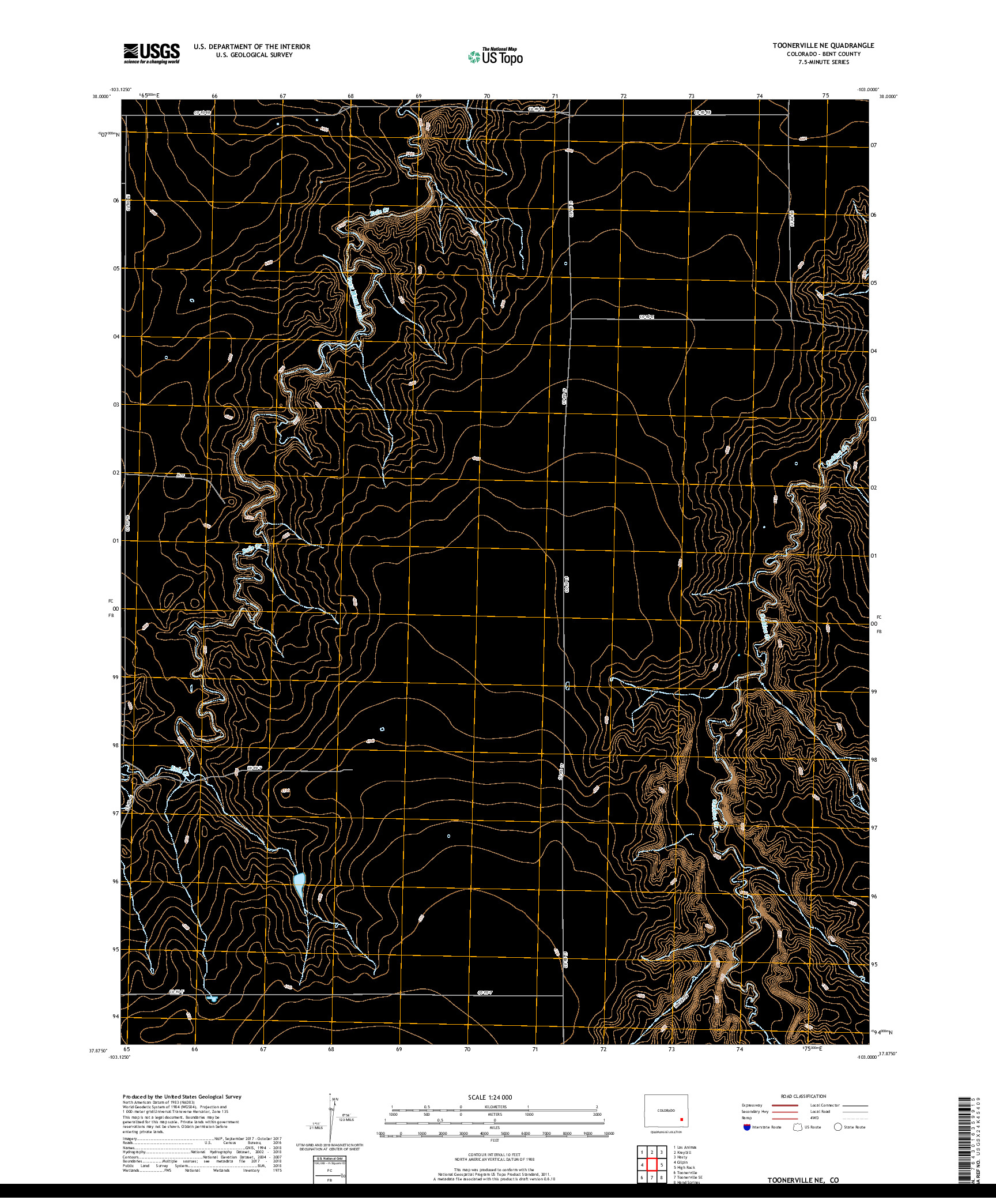 USGS US TOPO 7.5-MINUTE MAP FOR TOONERVILLE NE, CO 2019