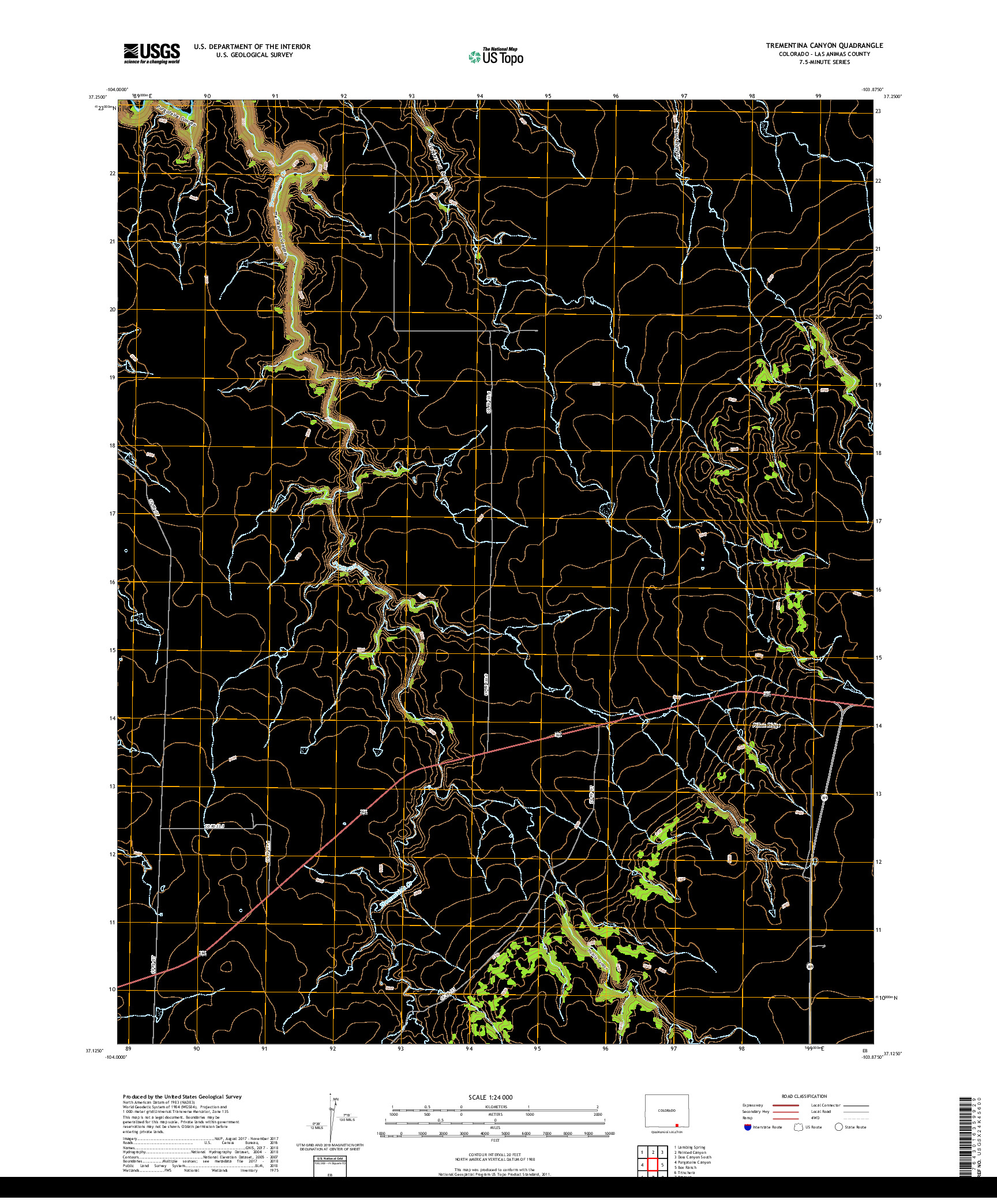 USGS US TOPO 7.5-MINUTE MAP FOR TREMENTINA CANYON, CO 2019