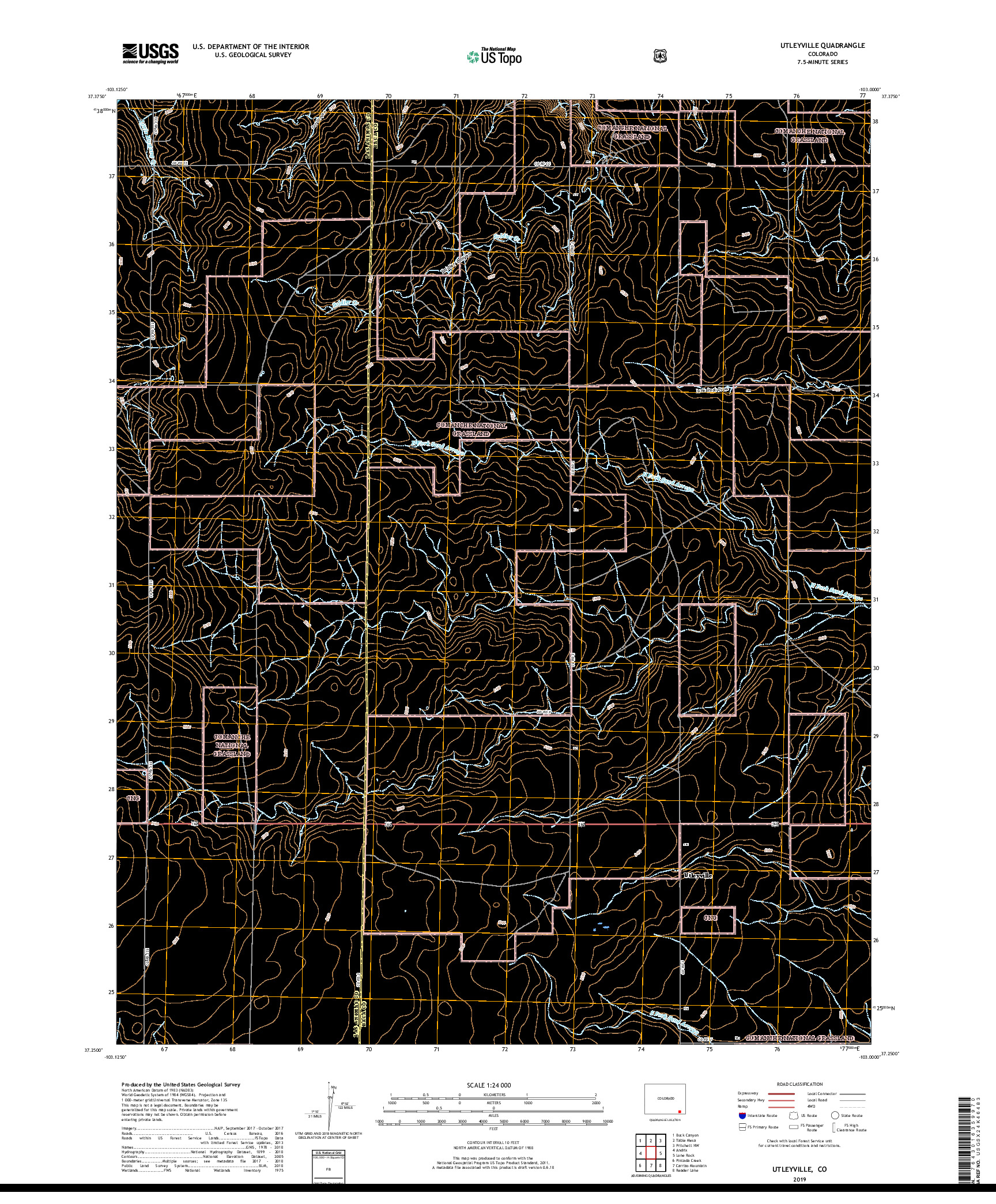 USGS US TOPO 7.5-MINUTE MAP FOR UTLEYVILLE, CO 2019