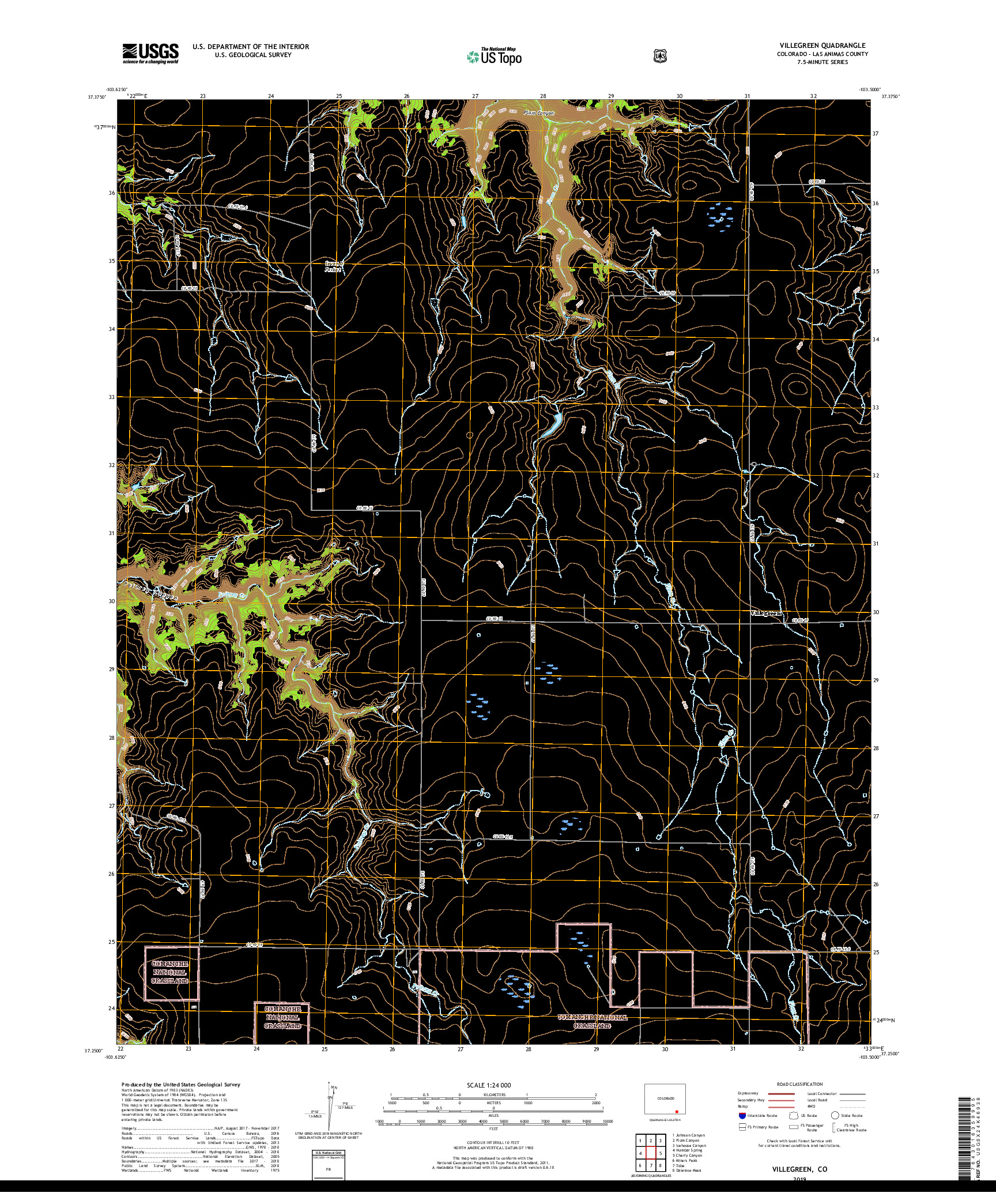 USGS US TOPO 7.5-MINUTE MAP FOR VILLEGREEN, CO 2019