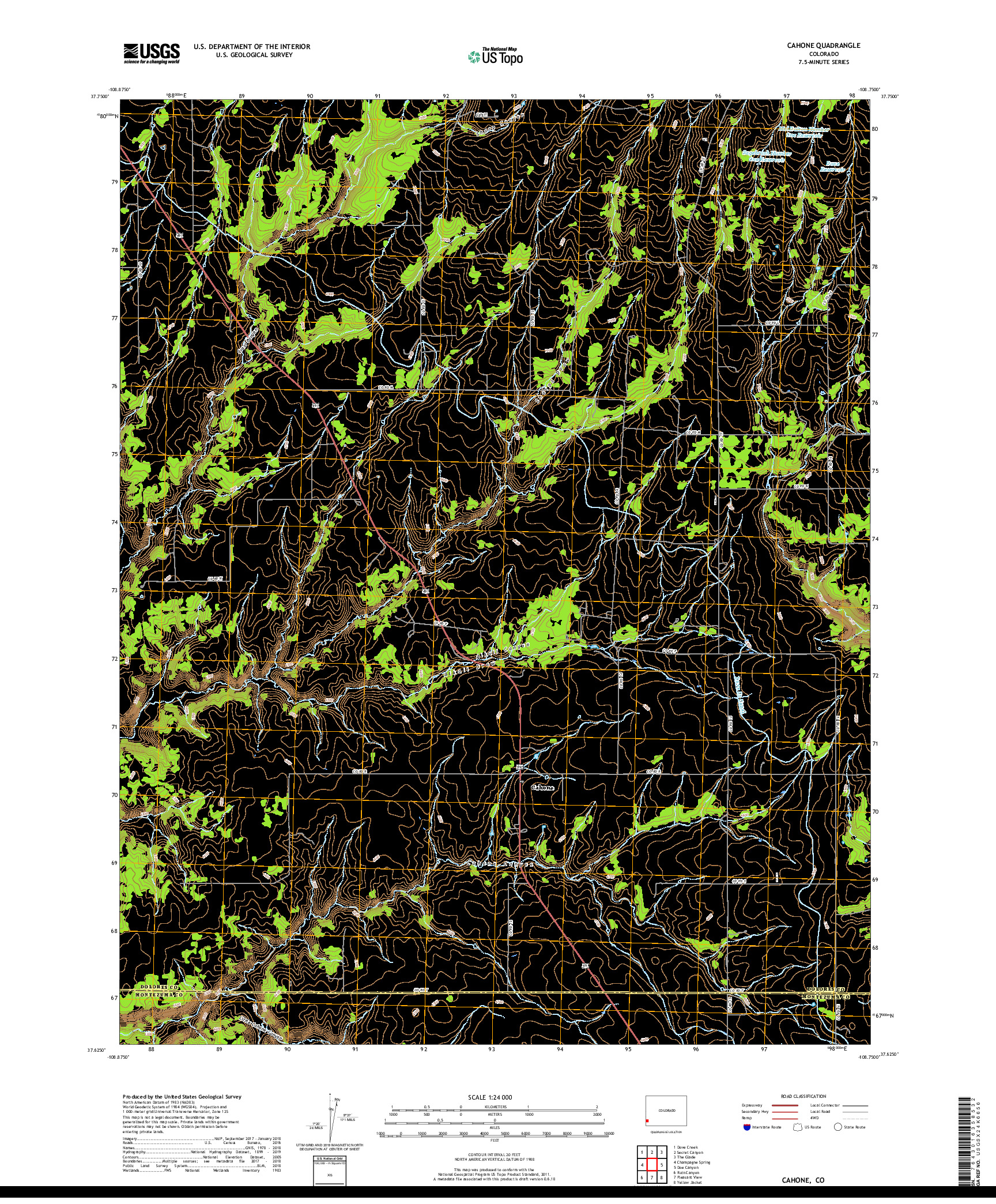 USGS US TOPO 7.5-MINUTE MAP FOR CAHONE, CO 2019
