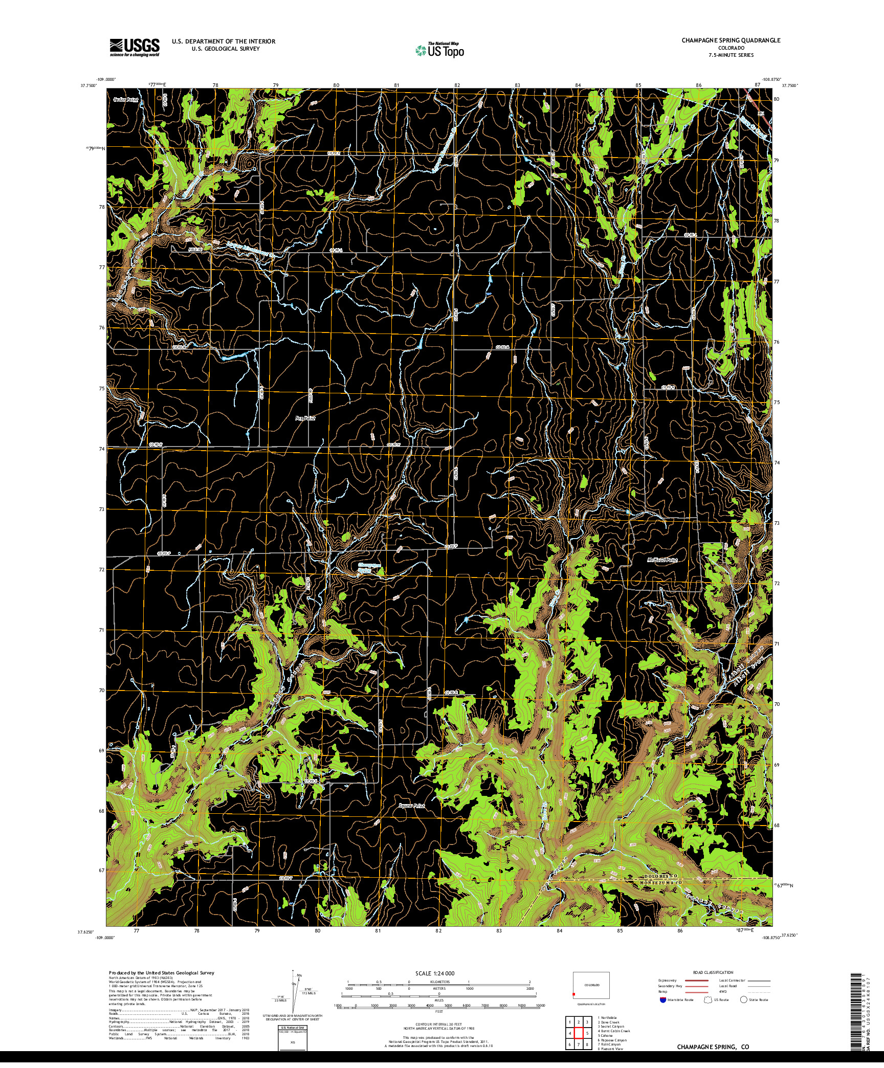 USGS US TOPO 7.5-MINUTE MAP FOR CHAMPAGNE SPRING, CO 2019