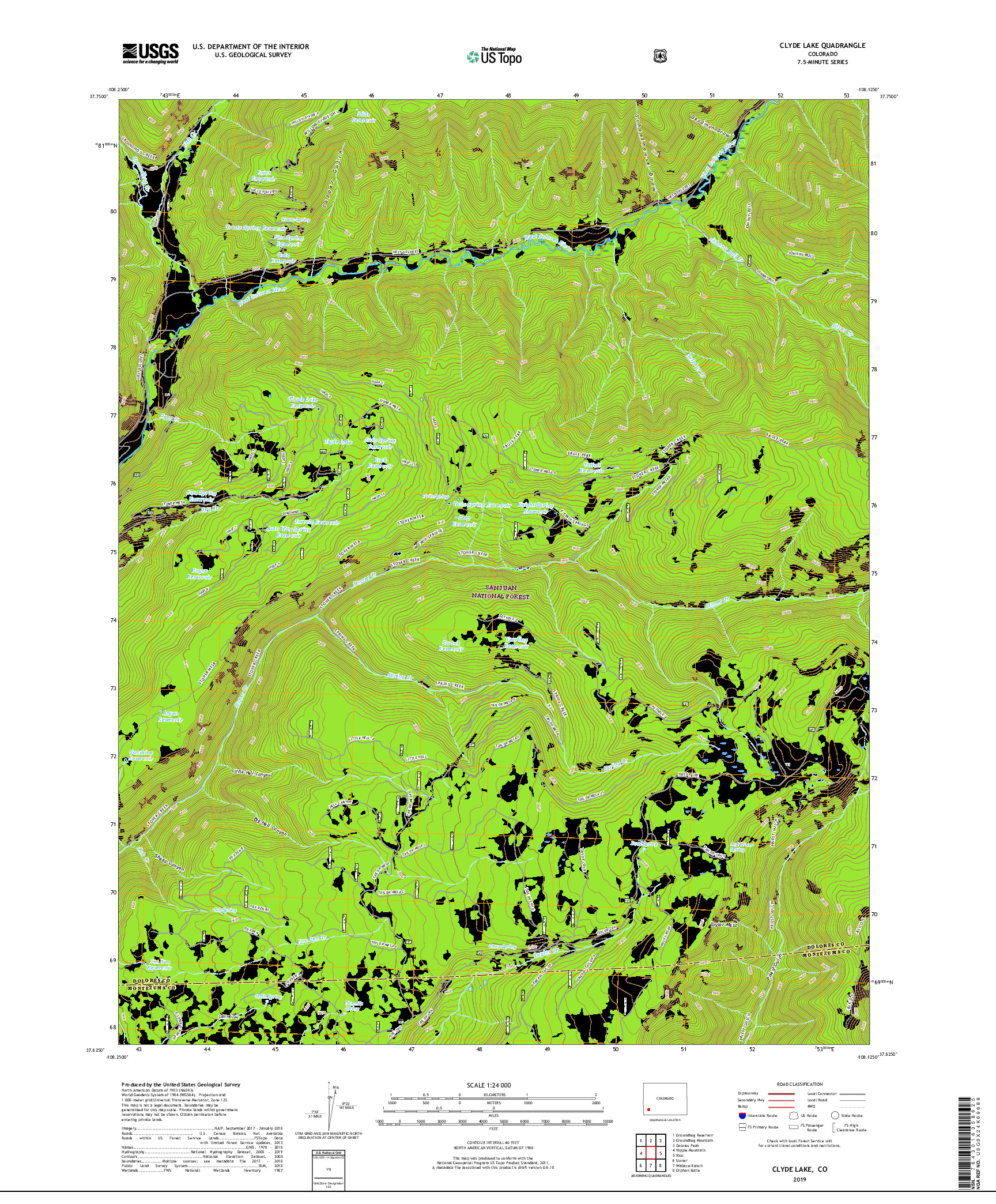 USGS US TOPO 7.5-MINUTE MAP FOR CLYDE LAKE, CO 2019