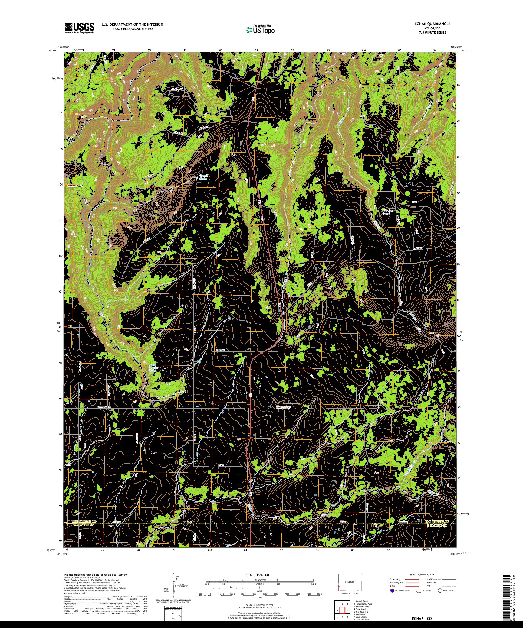 USGS US TOPO 7.5-MINUTE MAP FOR EGNAR, CO 2019