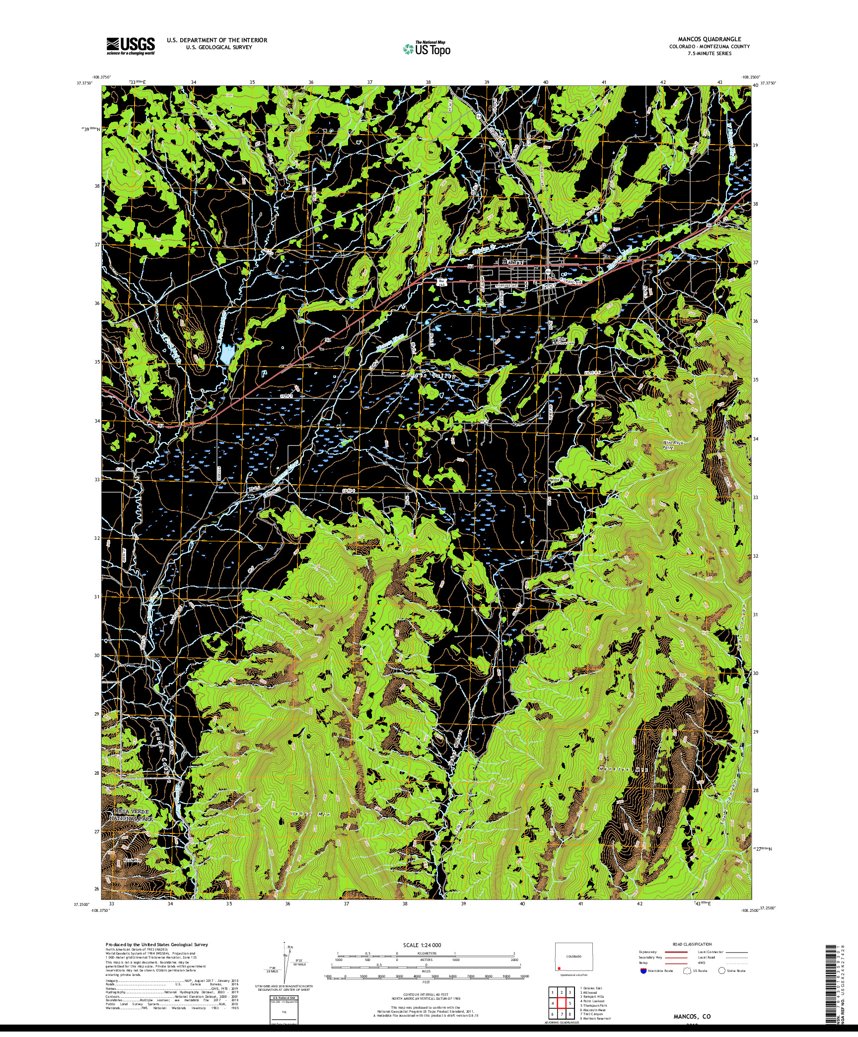 USGS US TOPO 7.5-MINUTE MAP FOR MANCOS, CO 2019