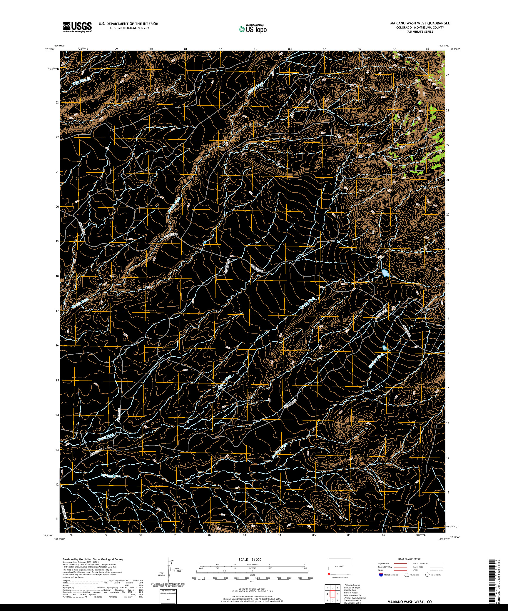 USGS US TOPO 7.5-MINUTE MAP FOR MARIANO WASH WEST, CO 2019