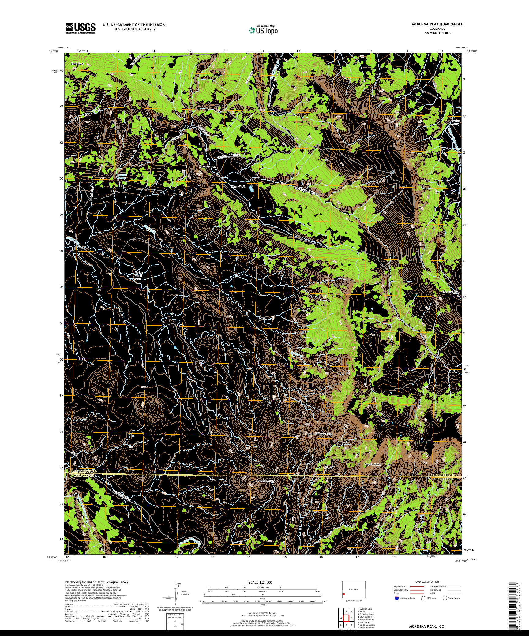 USGS US TOPO 7.5-MINUTE MAP FOR MCKENNA PEAK, CO 2019