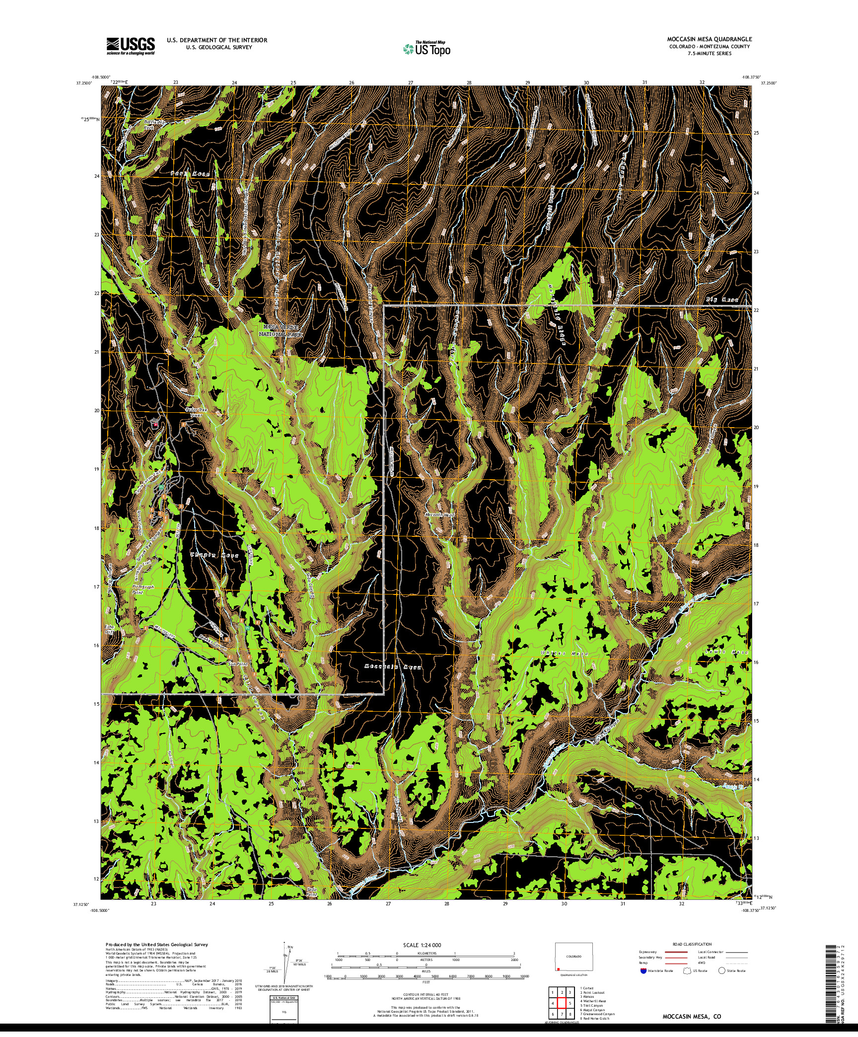 USGS US TOPO 7.5-MINUTE MAP FOR MOCCASIN MESA, CO 2019