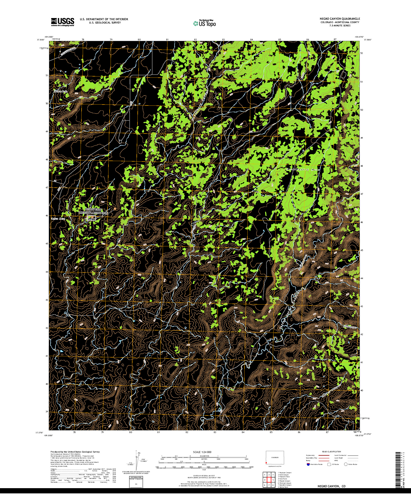 USGS US TOPO 7.5-MINUTE MAP FOR NEGRO CANYON, CO 2019