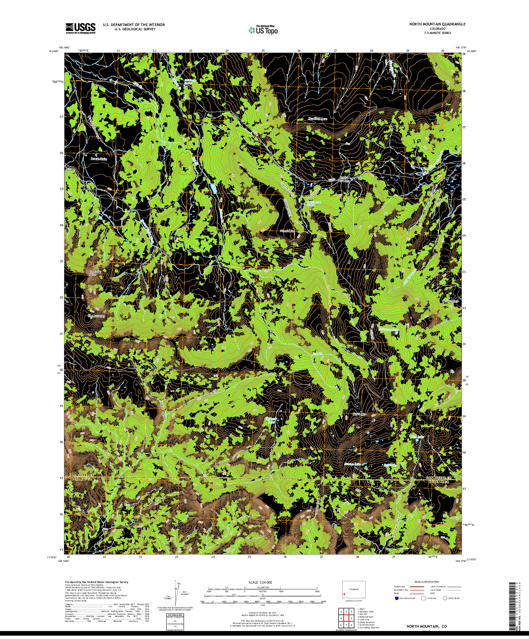 USGS US TOPO 7.5-MINUTE MAP FOR NORTH MOUNTAIN, CO 2019