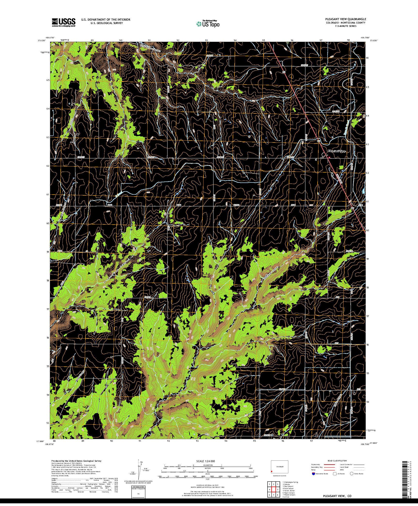 USGS US TOPO 7.5-MINUTE MAP FOR PLEASANT VIEW, CO 2019