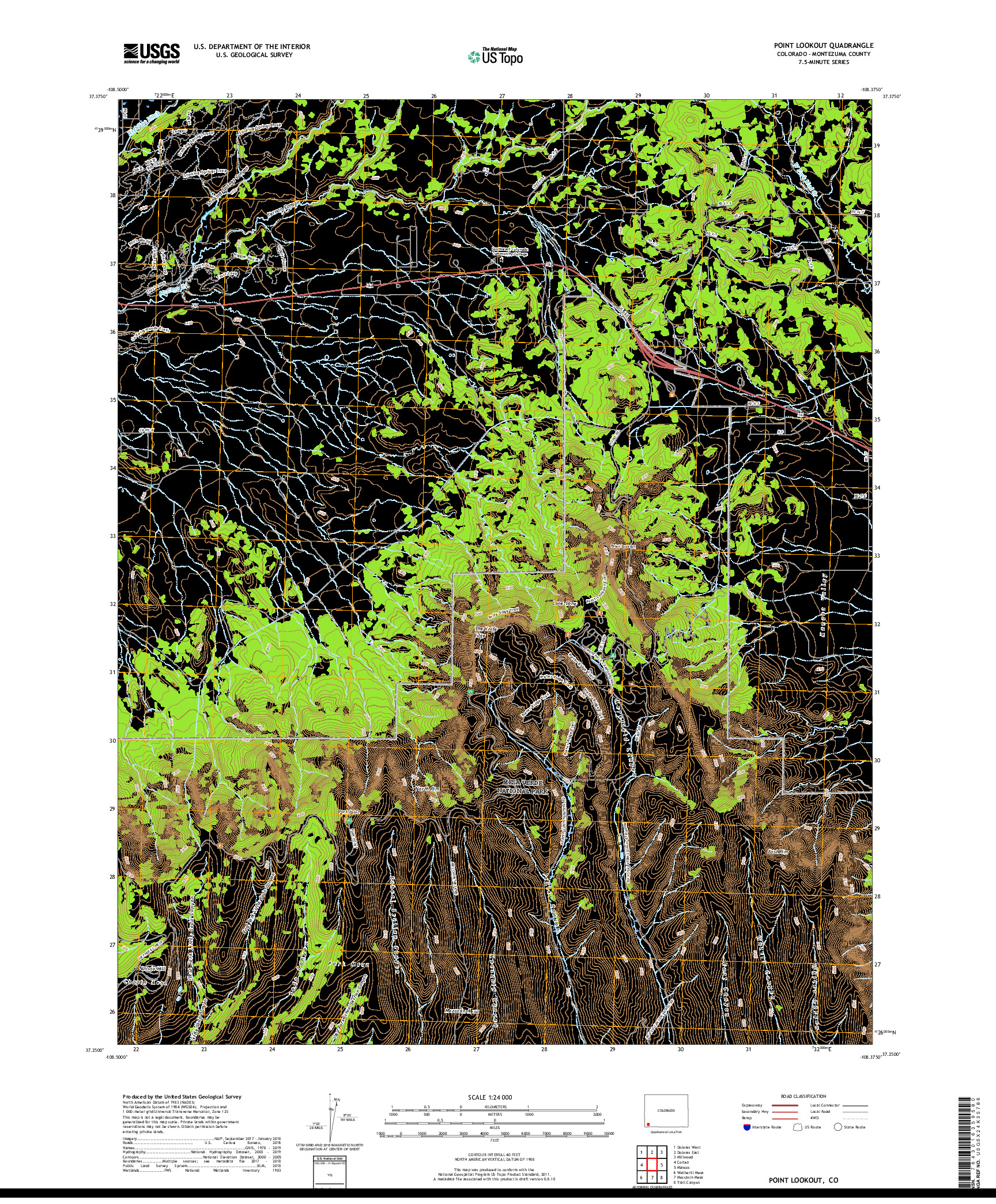 USGS US TOPO 7.5-MINUTE MAP FOR POINT LOOKOUT, CO 2019