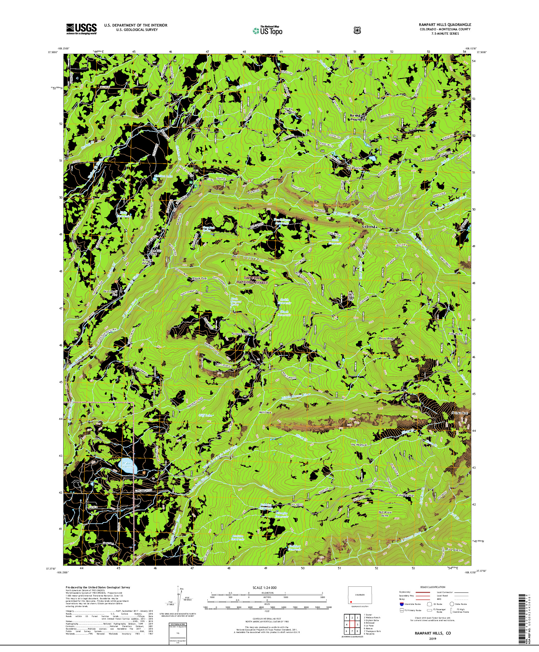 USGS US TOPO 7.5-MINUTE MAP FOR RAMPART HILLS, CO 2019