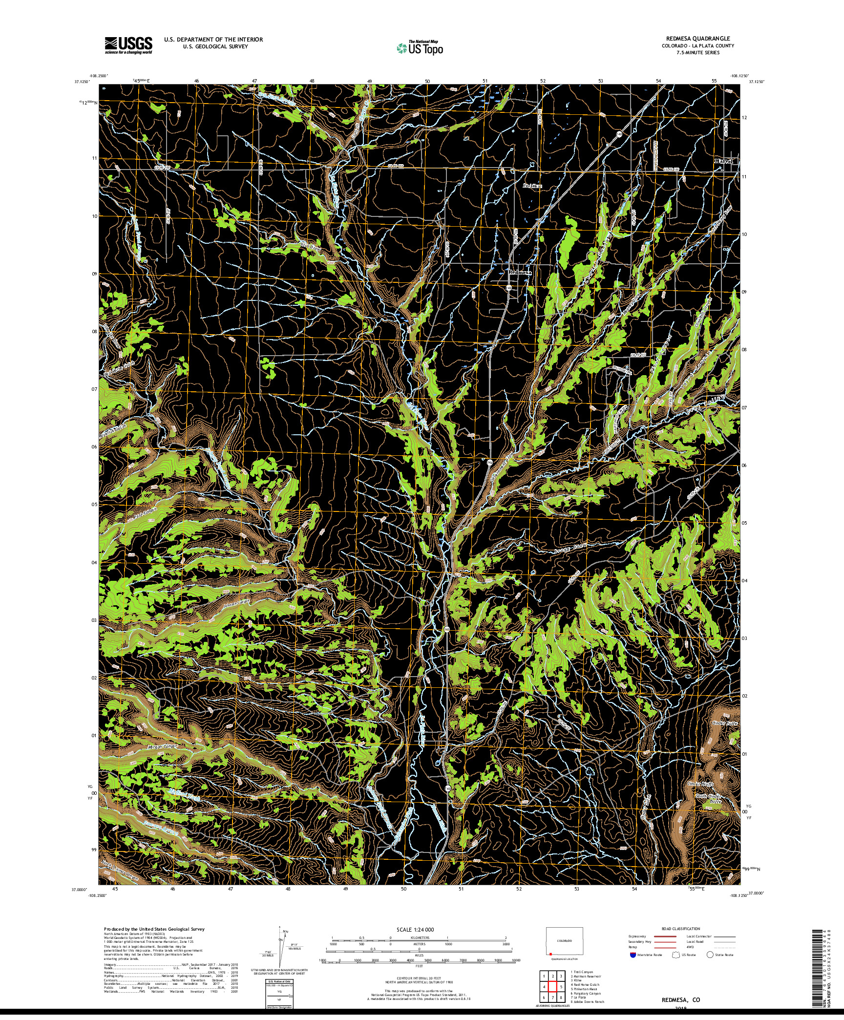 USGS US TOPO 7.5-MINUTE MAP FOR REDMESA, CO 2019