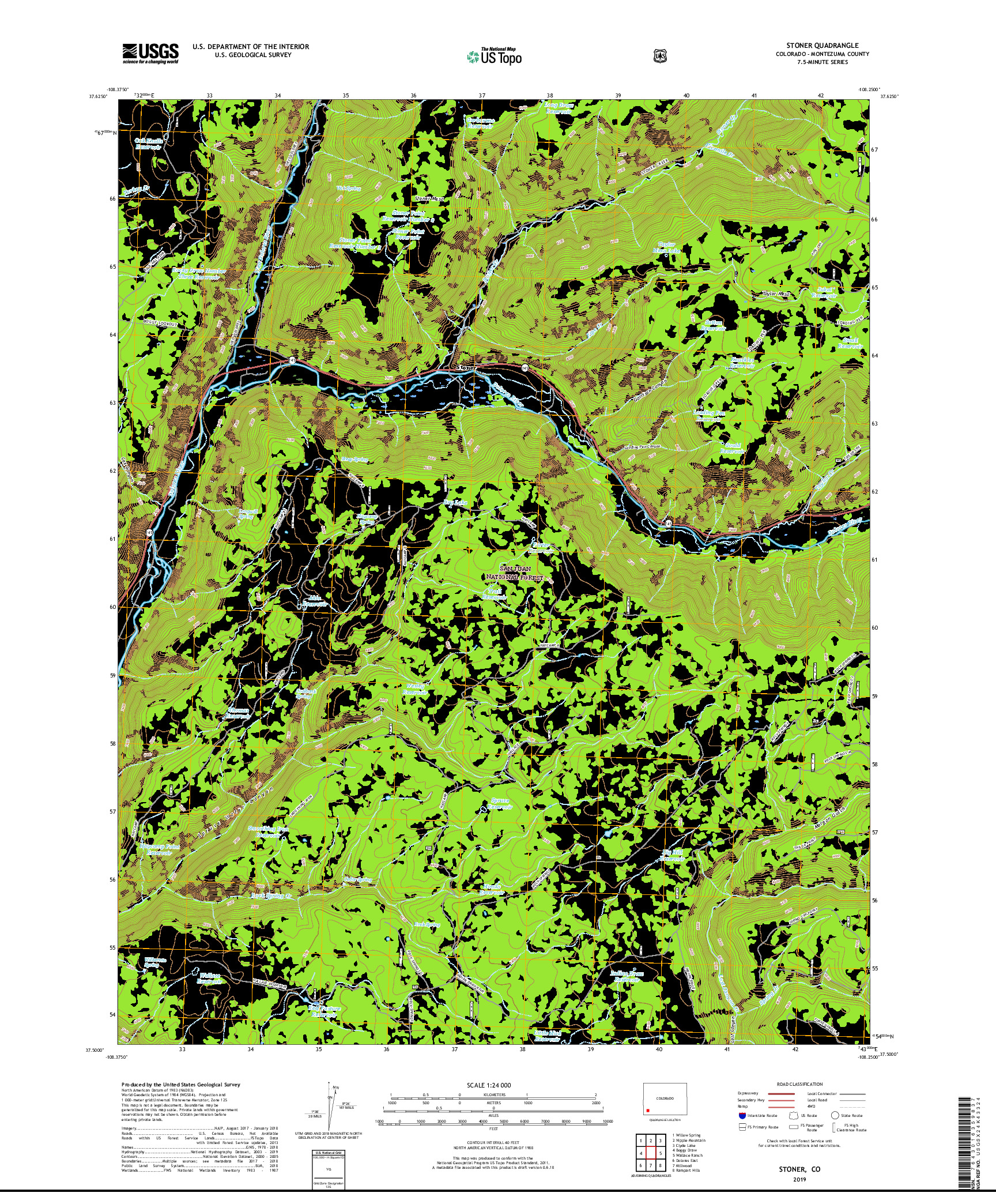 USGS US TOPO 7.5-MINUTE MAP FOR STONER, CO 2019